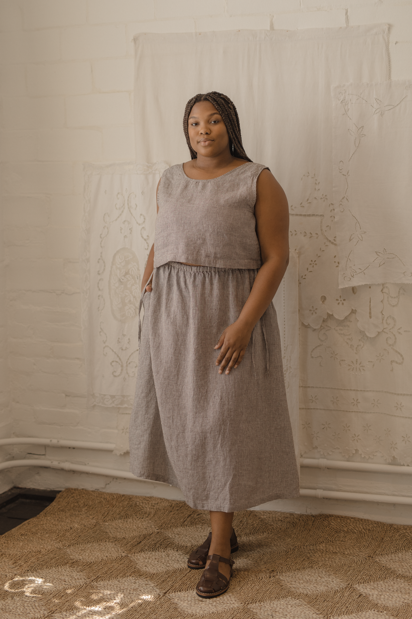 Frances Skirt Espresso Gingham