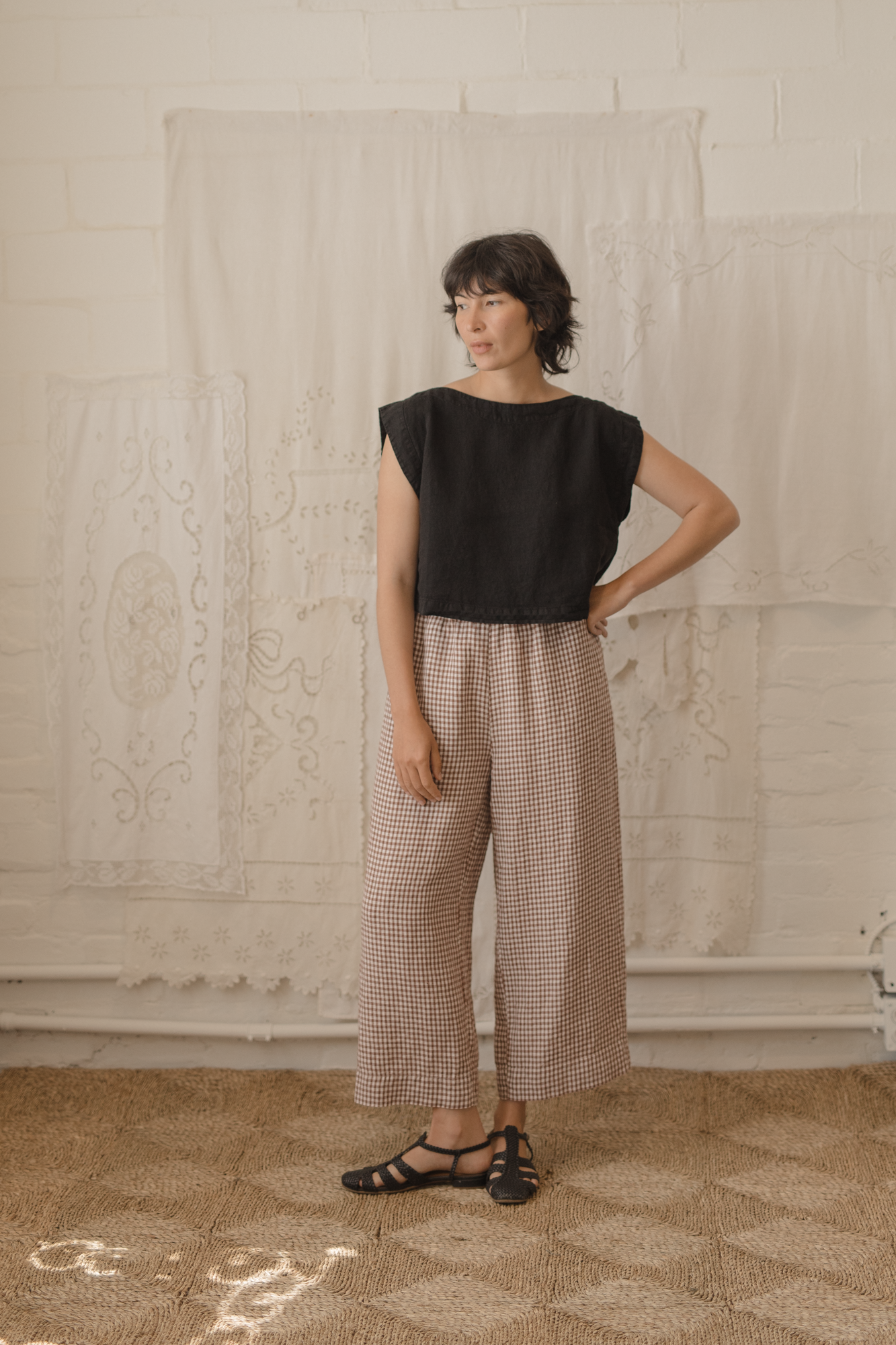 Olive Pant Crimson Gingham