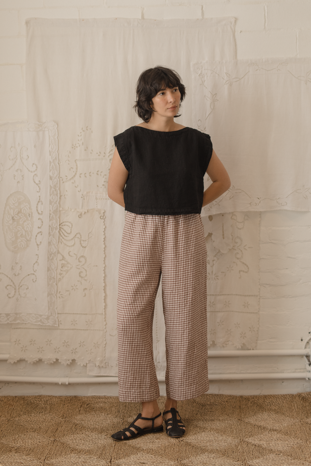 Olive Pant Crimson Gingham