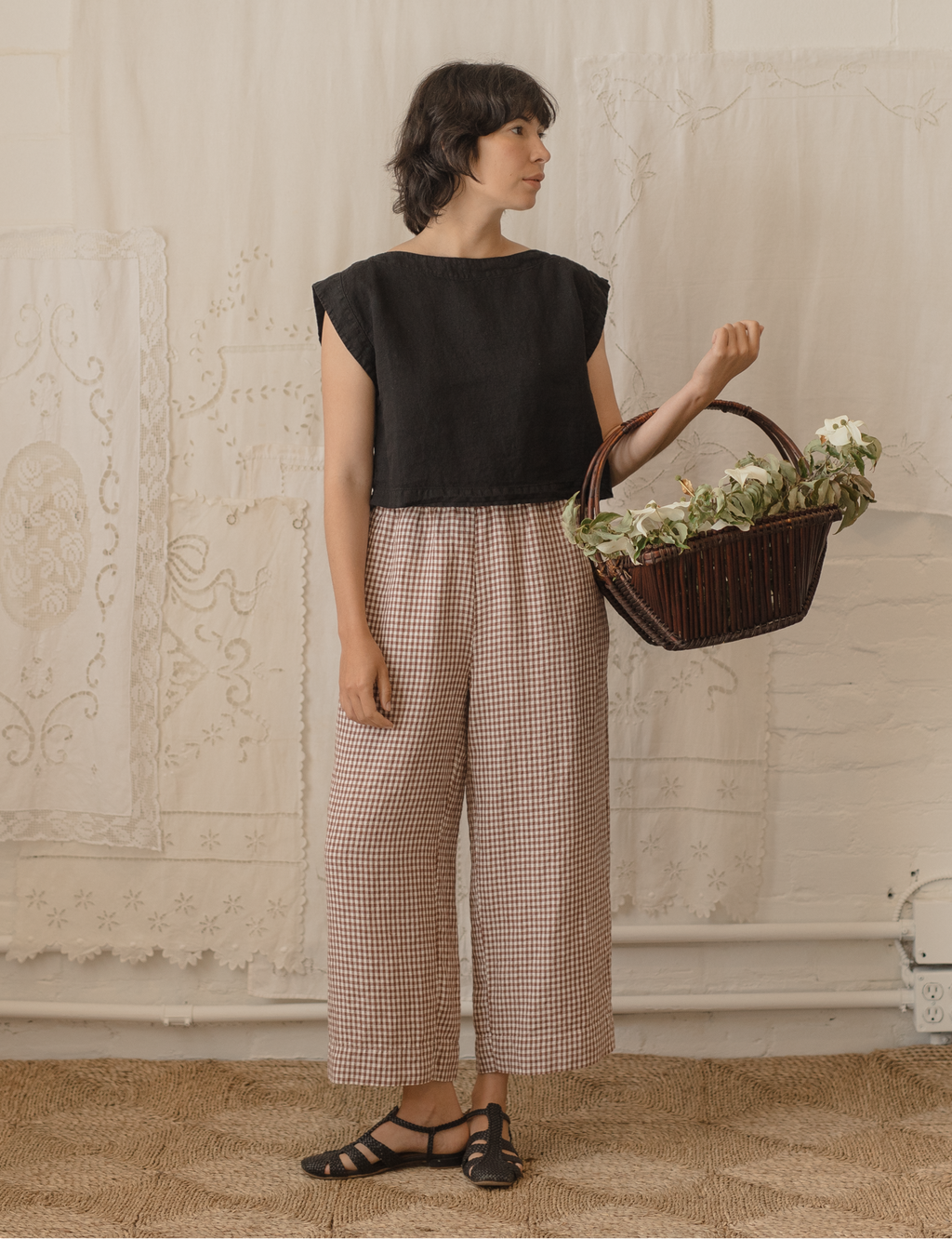 Olive Pant Crimson Gingham