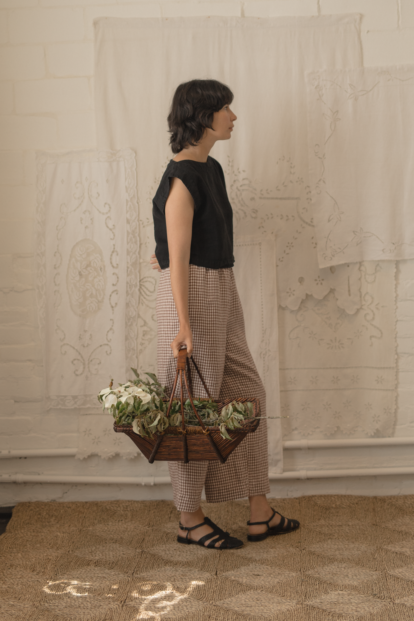 Olive Pant Crimson Gingham
