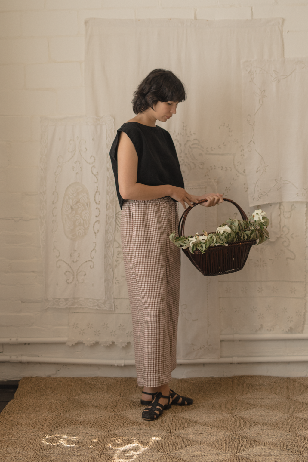 Olive Pant Crimson Gingham