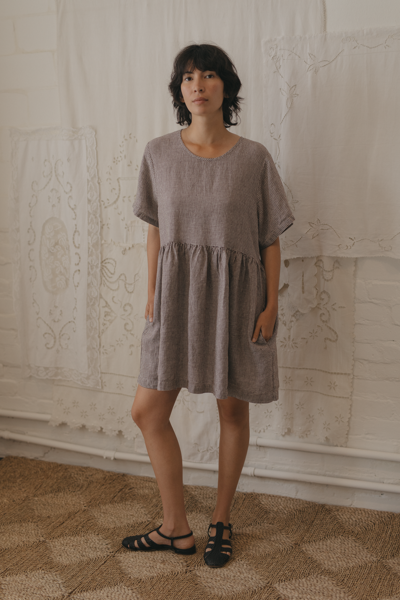 Aya Dress Espresso Gingham
