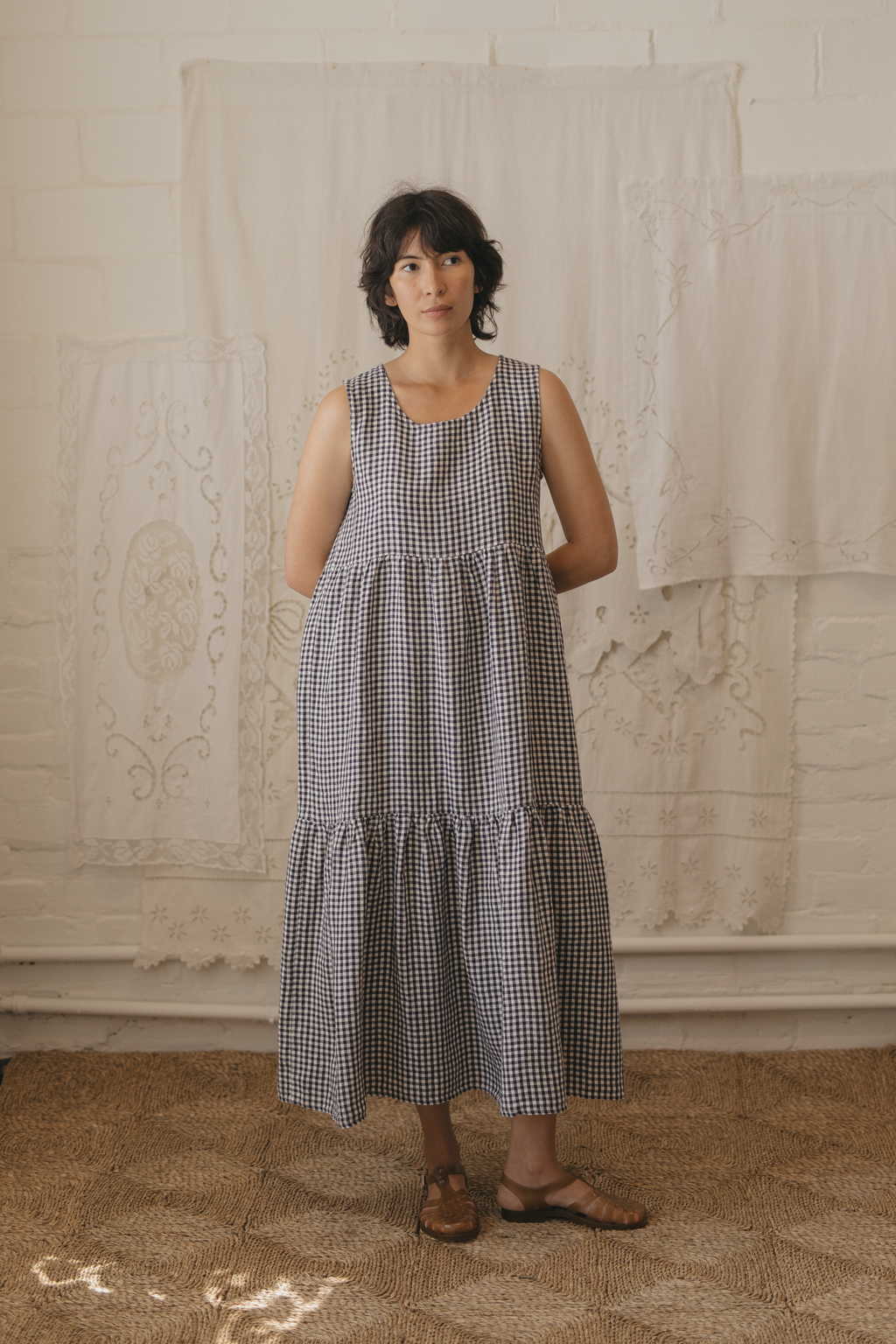 Farah Dress Marine Gingham