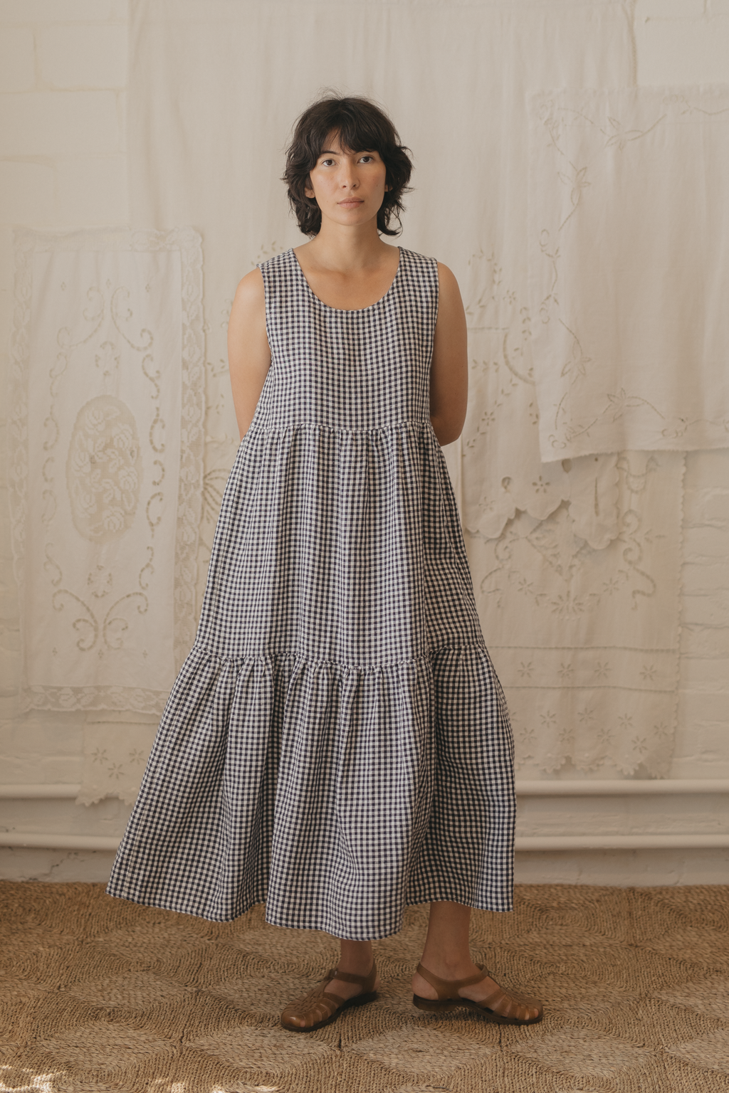 Farah Dress Marine Gingham