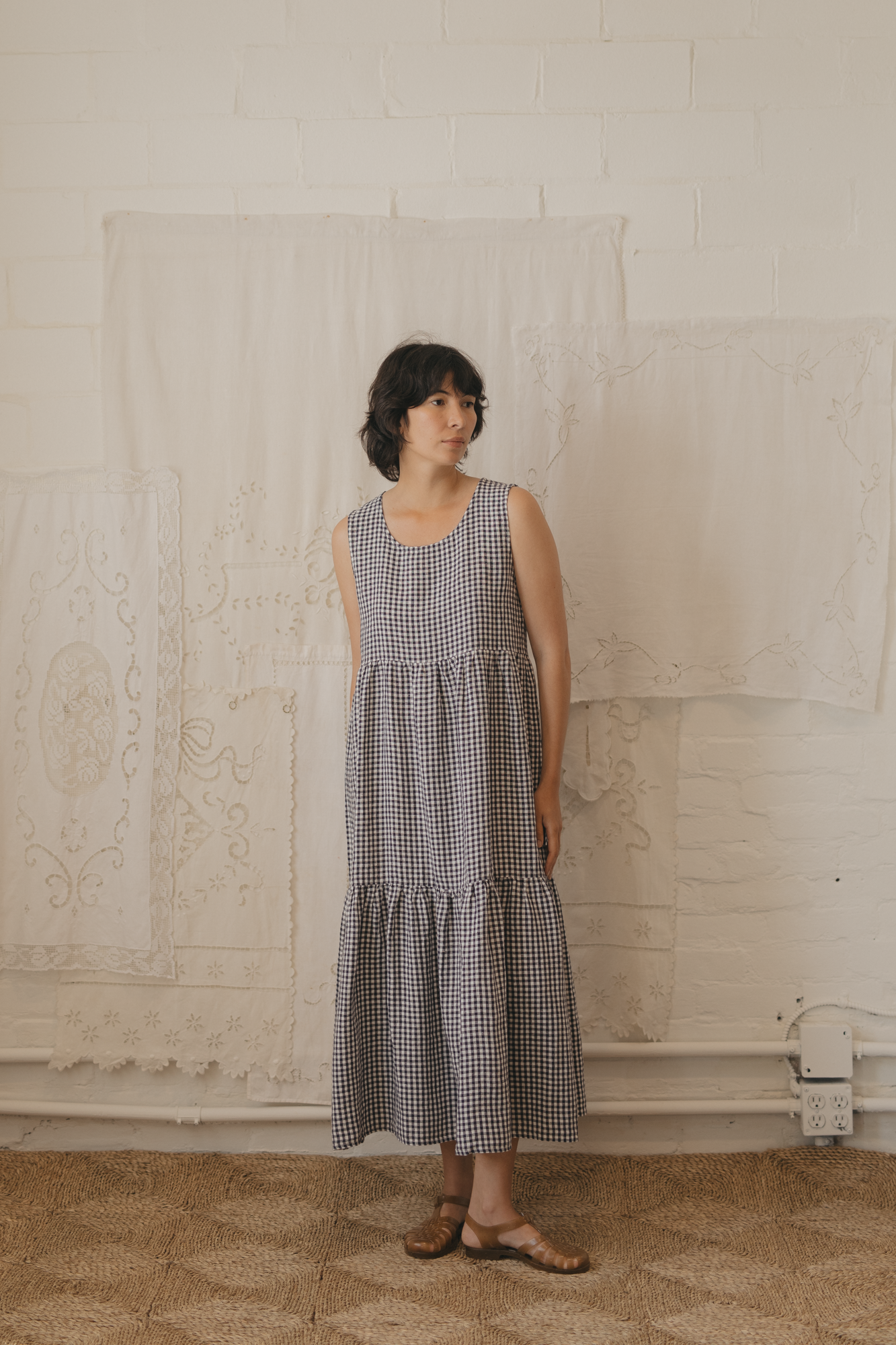 Farah Dress Marine Gingham