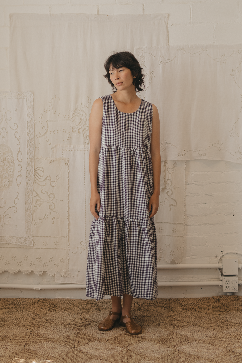 Farah Dress Marine Gingham