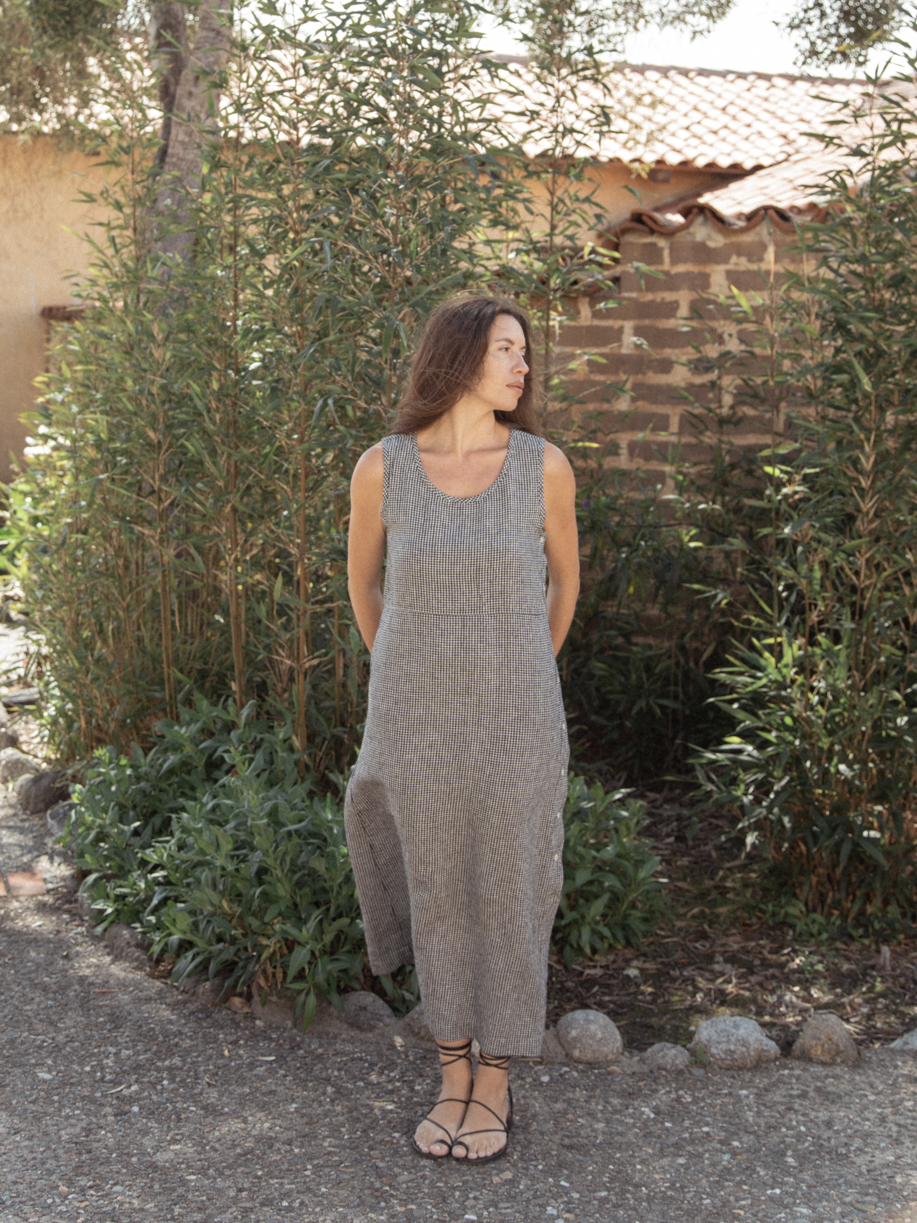 Bella Dress in Gingham Noir