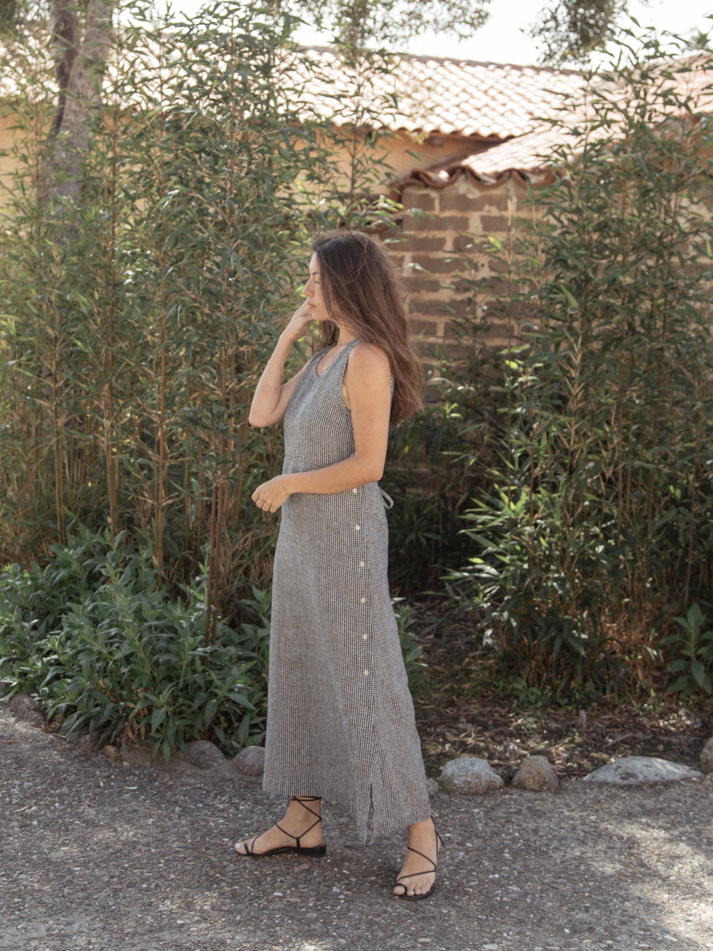 Bella Dress in Gingham Noir