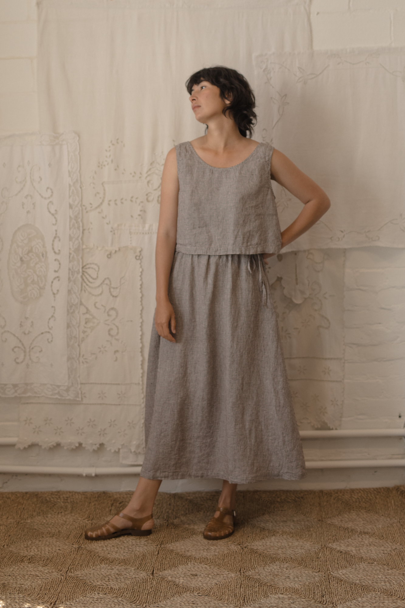 Frances Skirt Espresso Gingham