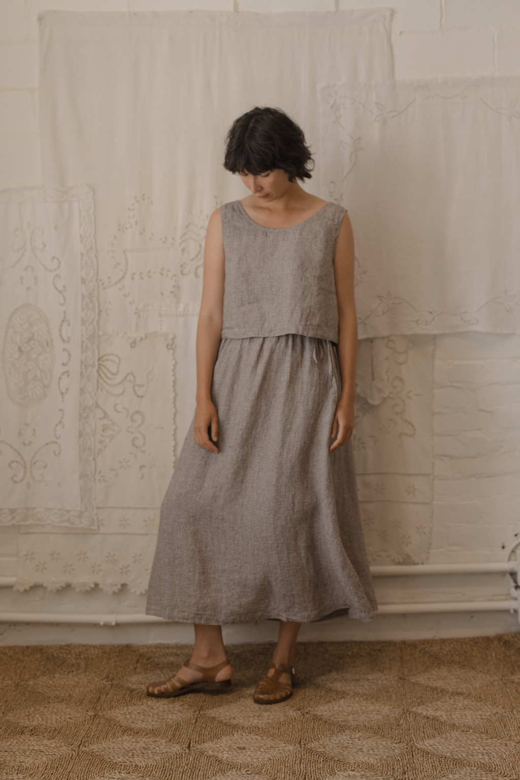Frances Skirt Espresso Gingham