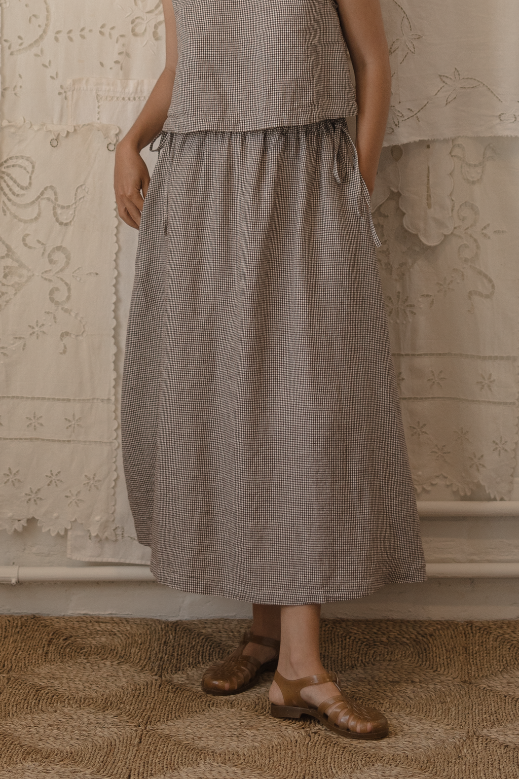 Frances Skirt Espresso Gingham