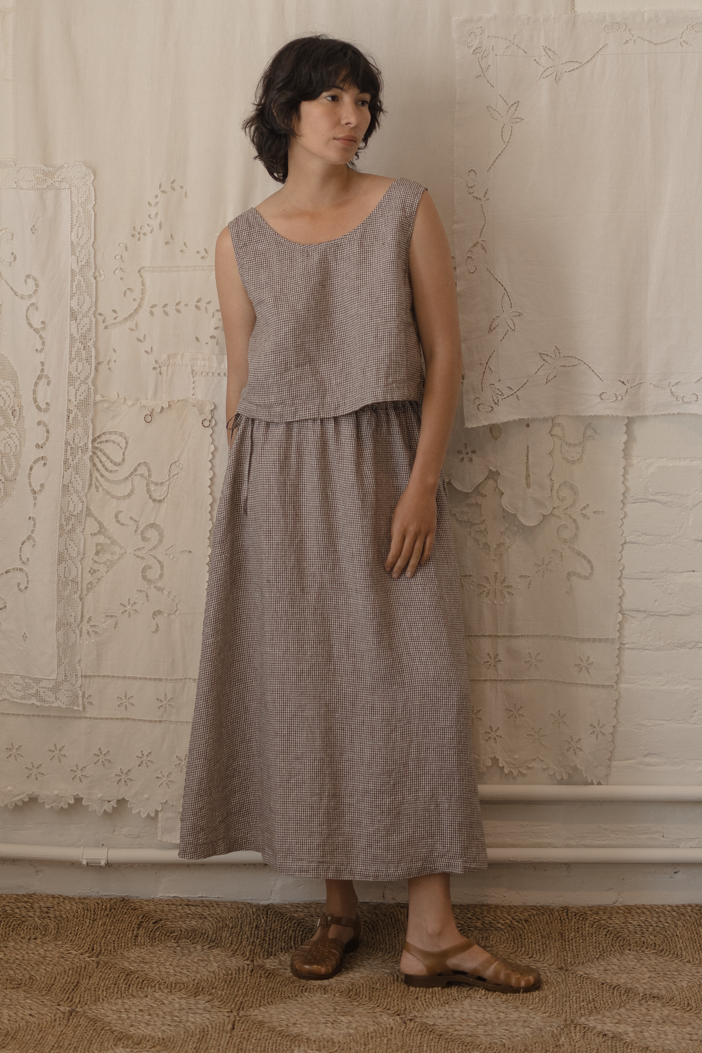 Frances Skirt Espresso Gingham