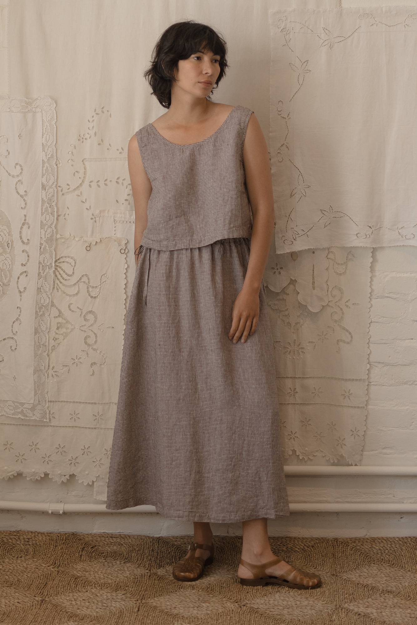Frances Skirt Espresso Gingham