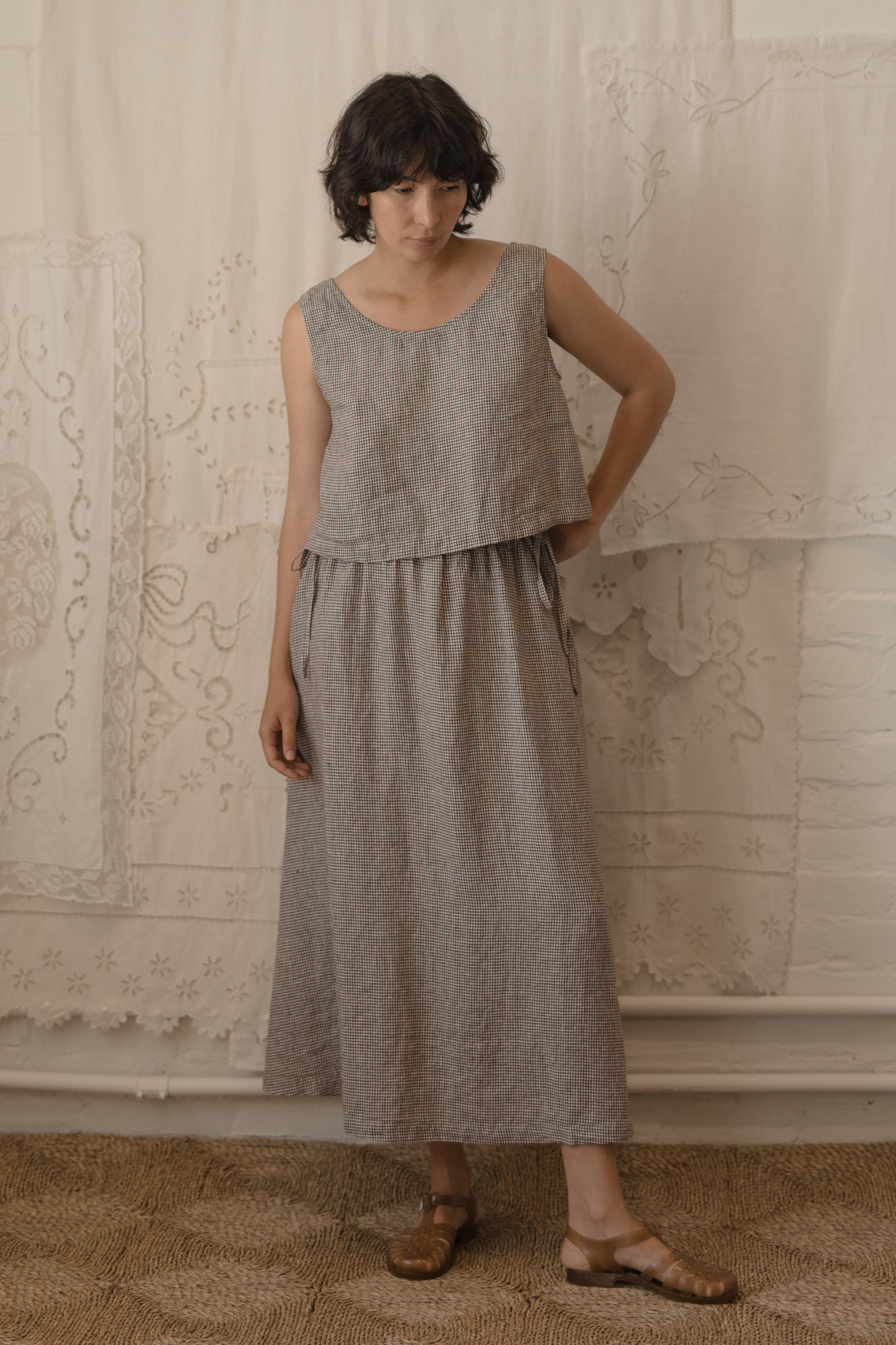 Frances Skirt Espresso Gingham