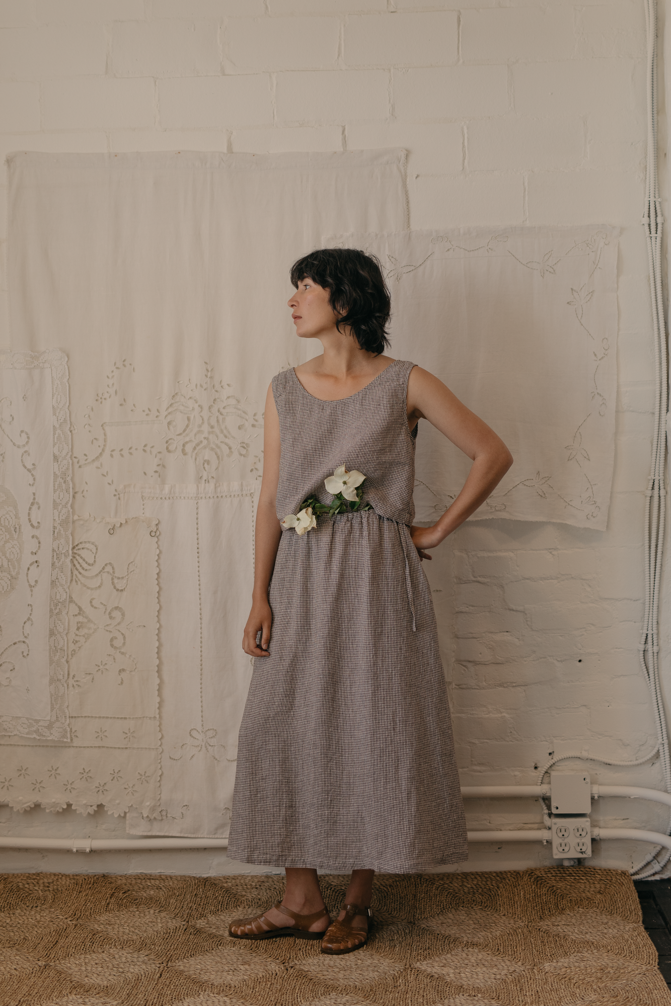 Frances Skirt Espresso Gingham