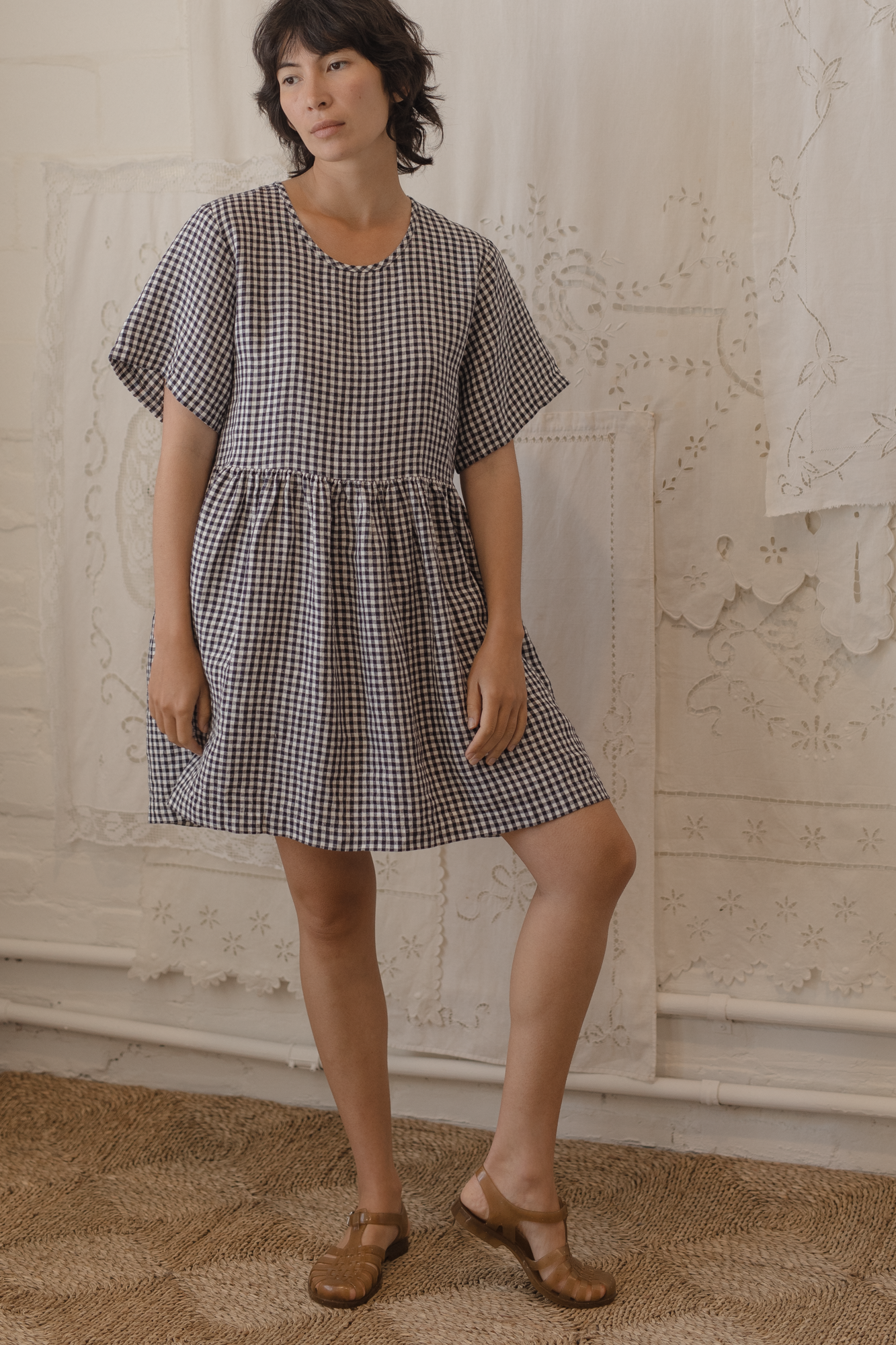 Aya Dress Marine Gingham