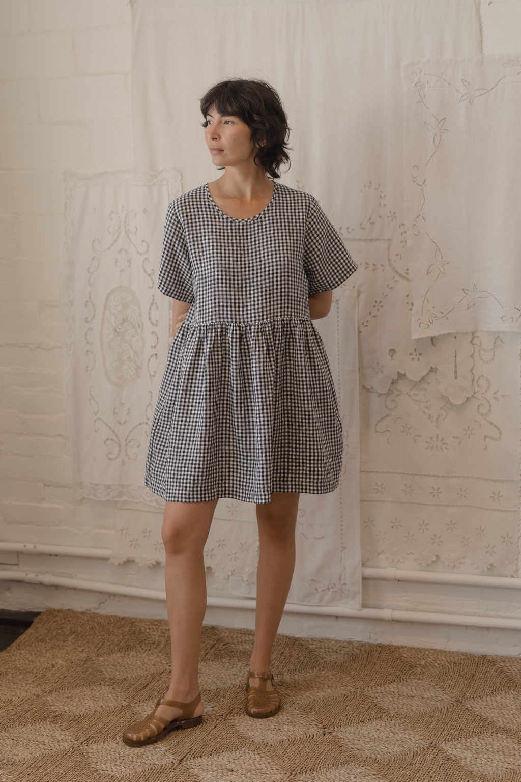 Aya Dress Marine Gingham