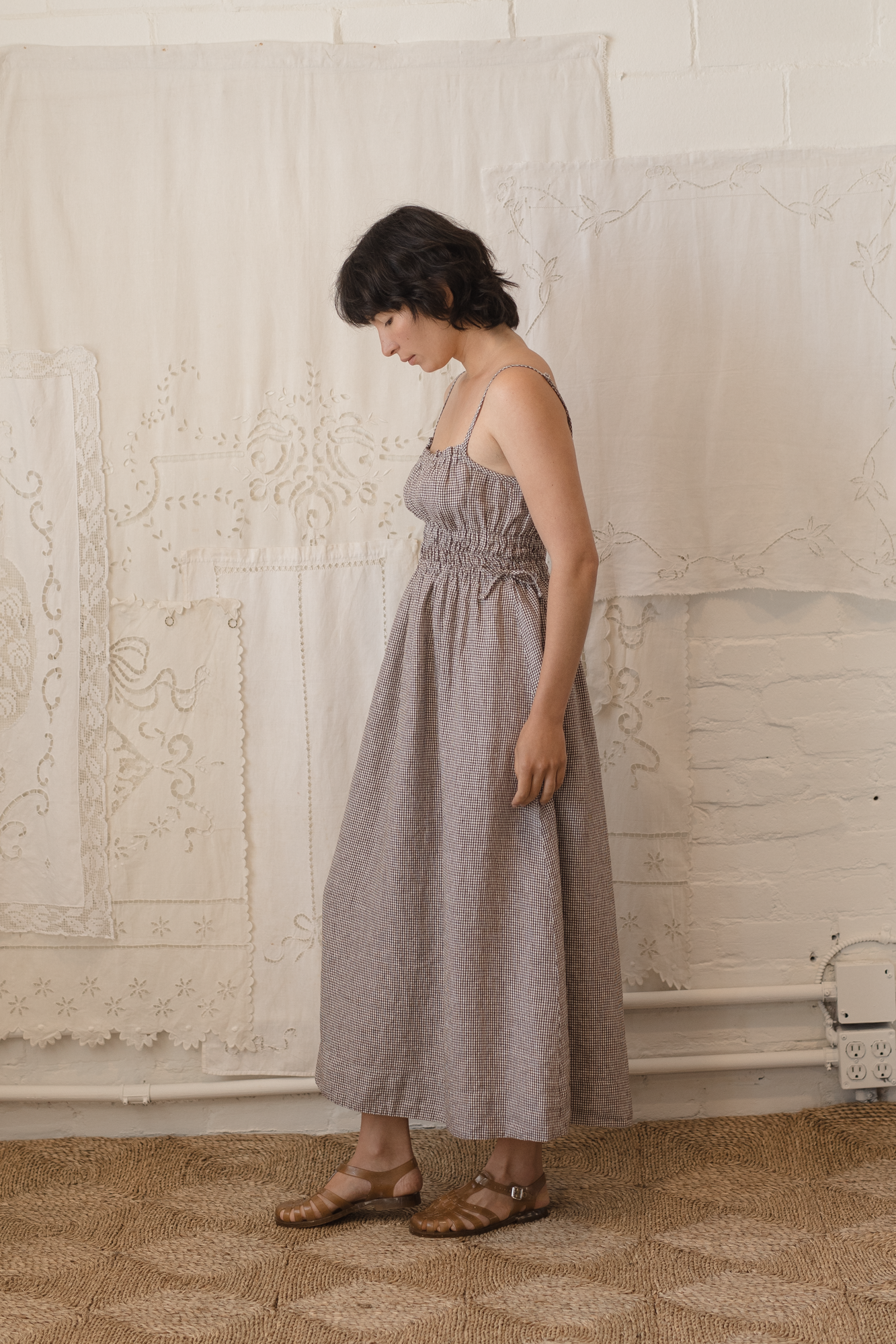 Evelyn Dress Espresso Gingham