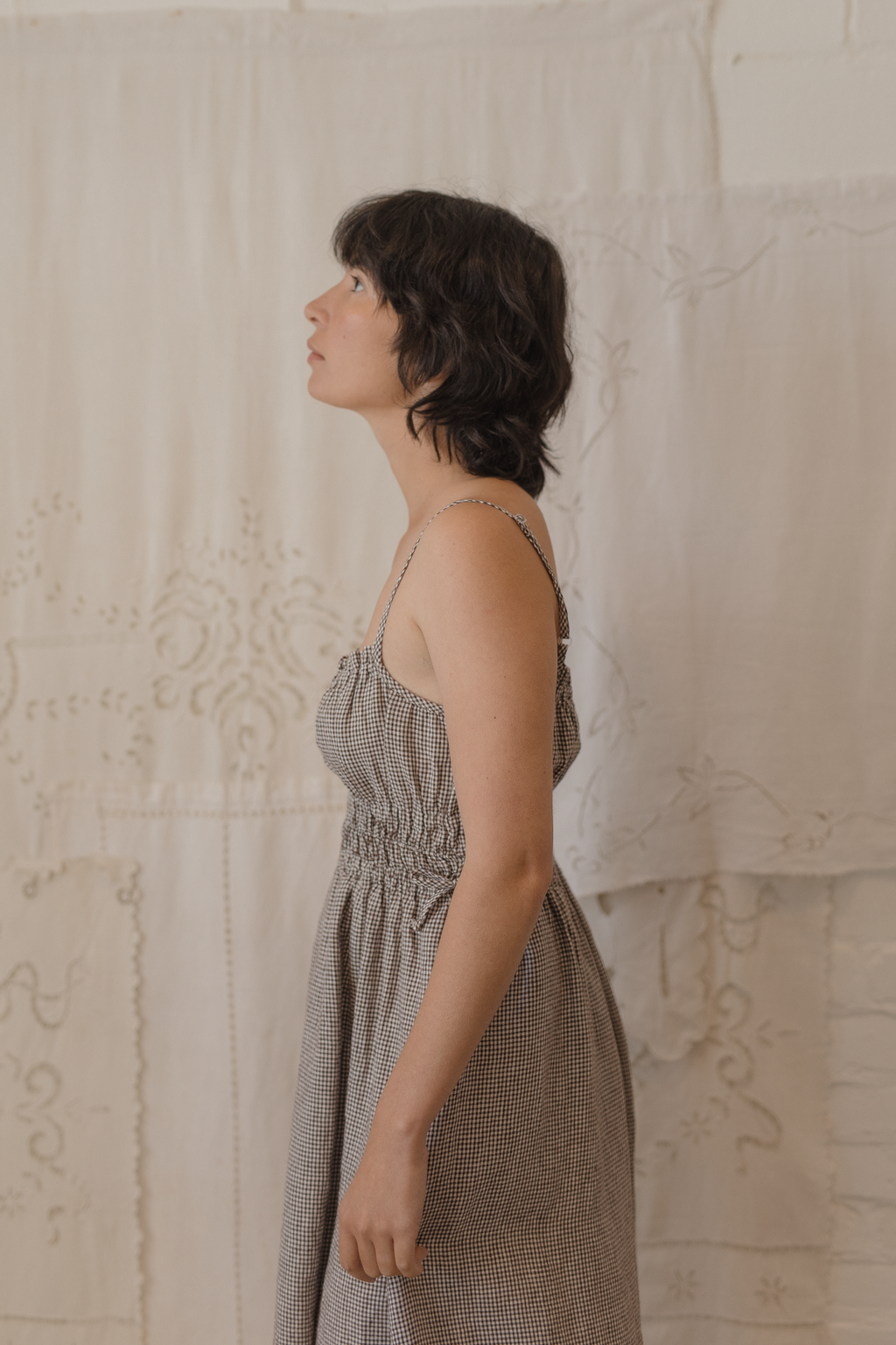 Evelyn Dress Espresso Gingham
