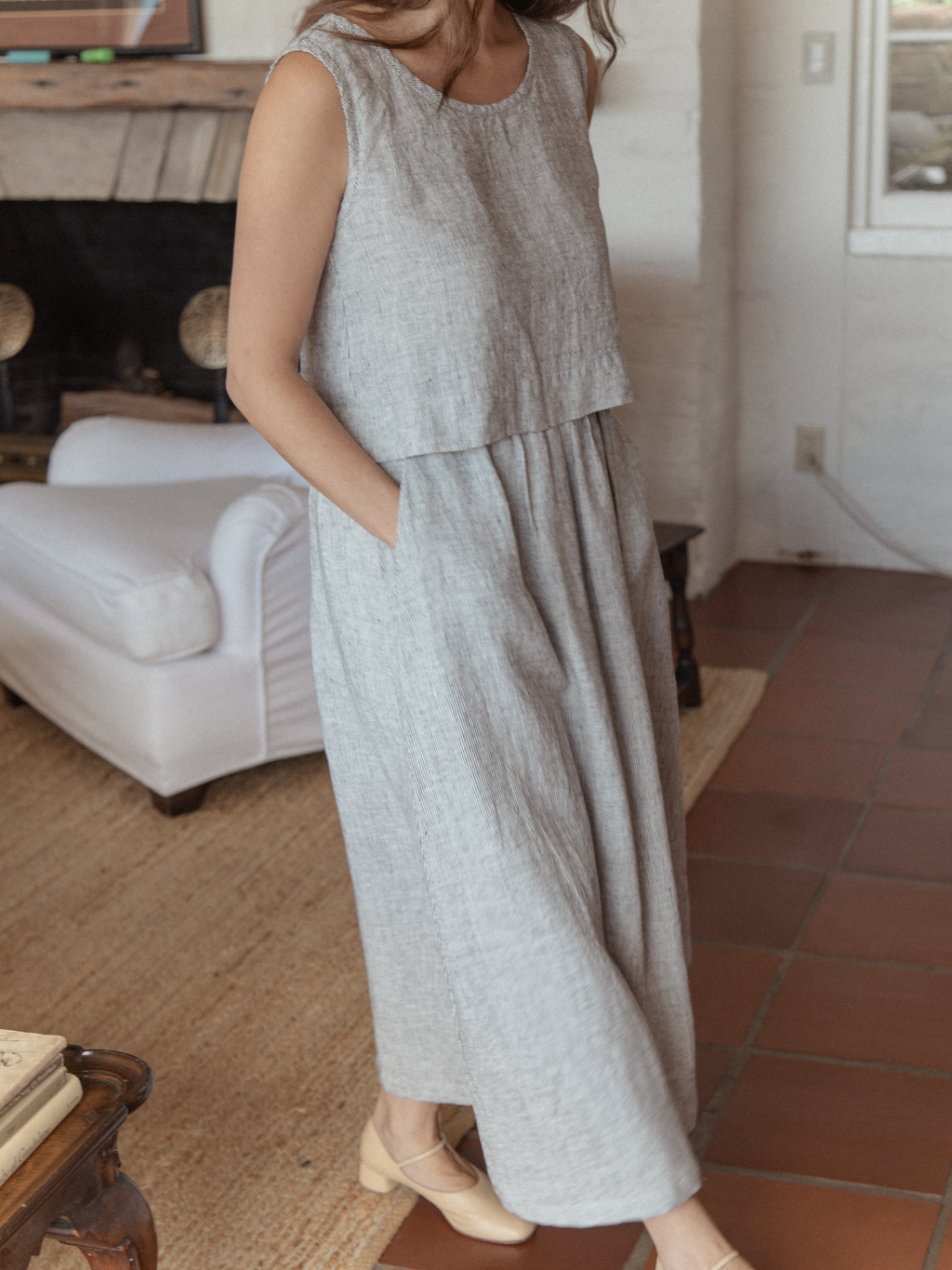 Eva Top Charcoal Stripe