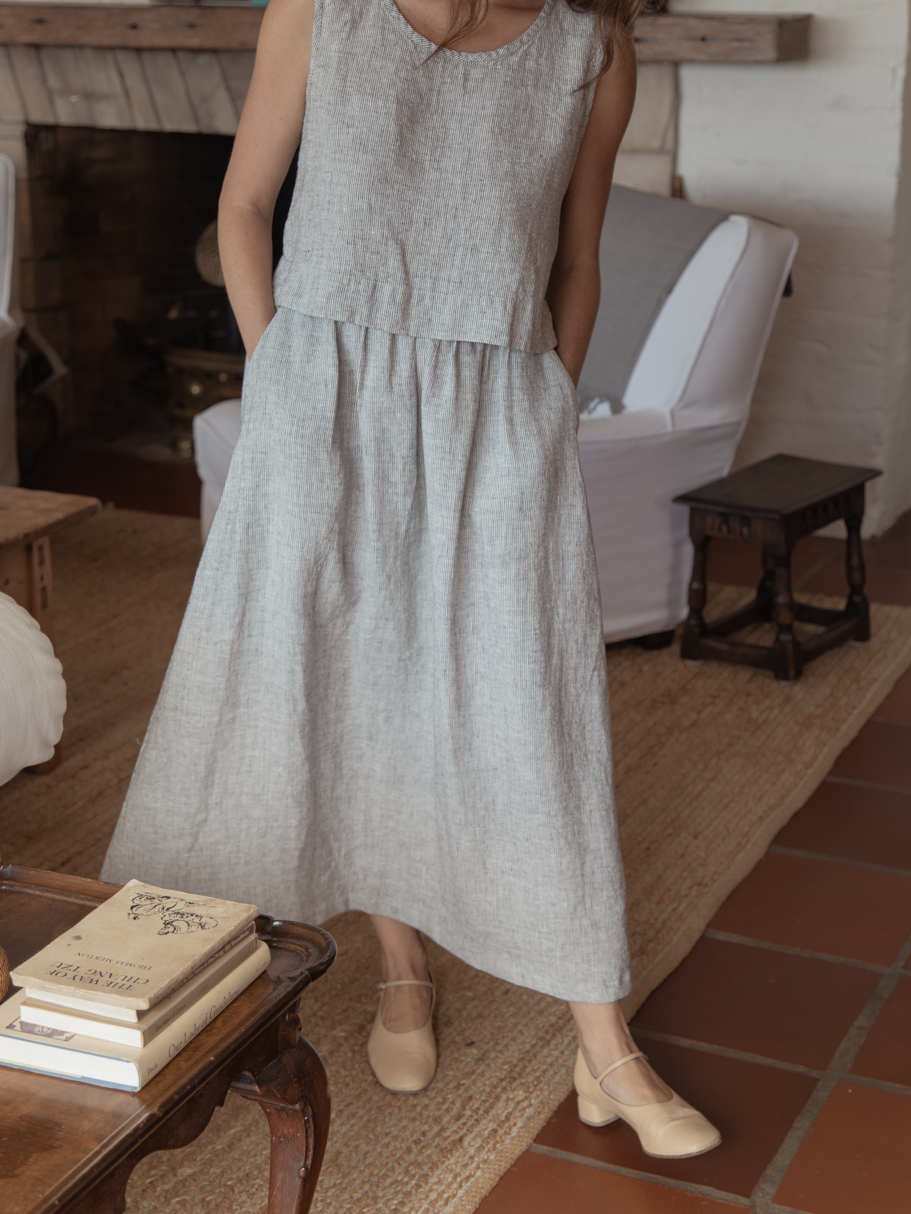 Molly Skirt Charcoal Stripe