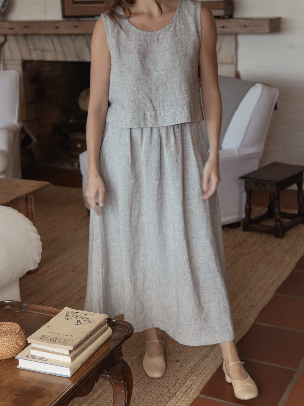 Molly Skirt Charcoal Stripe