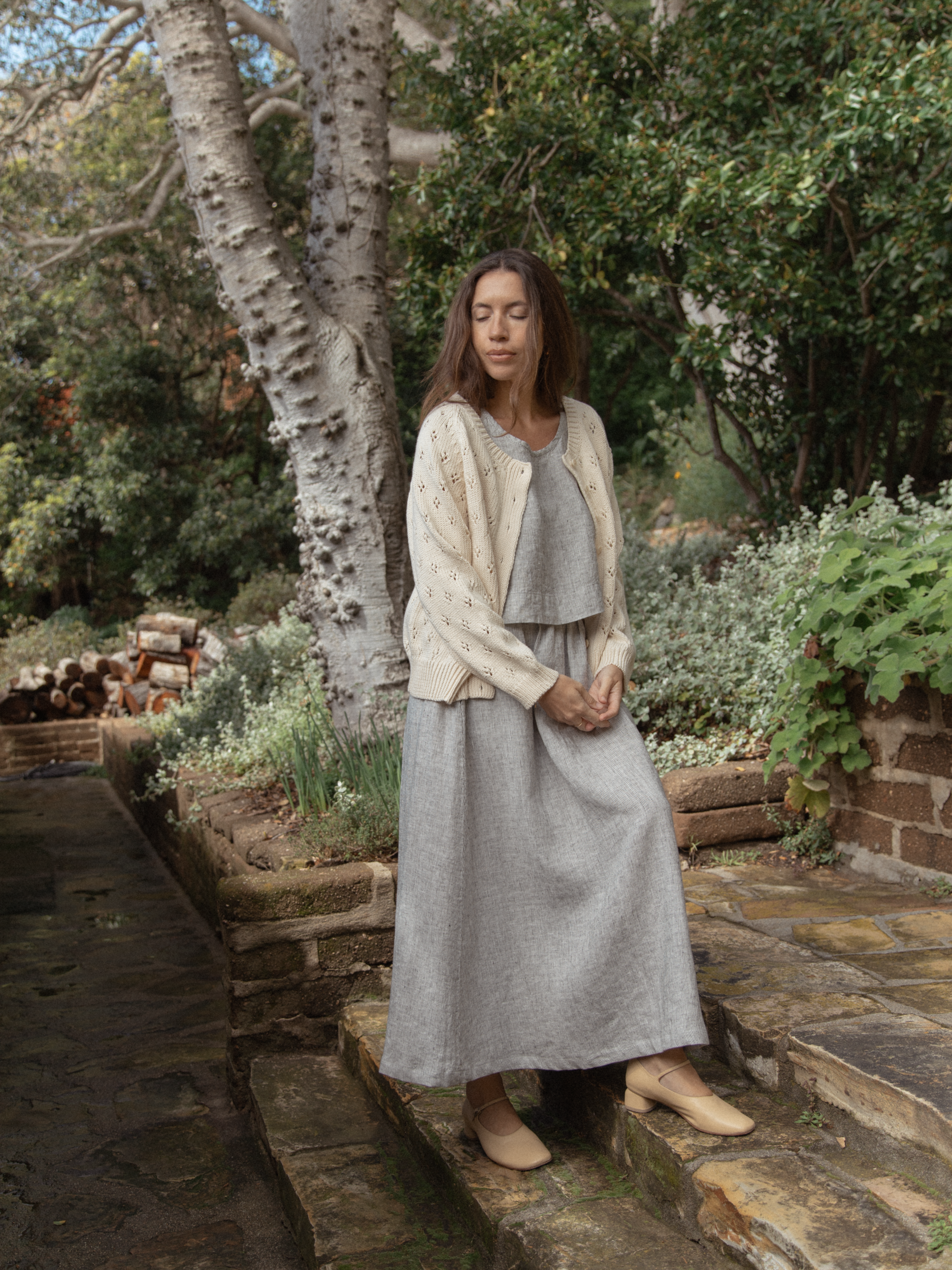 Molly Skirt Charcoal Stripe