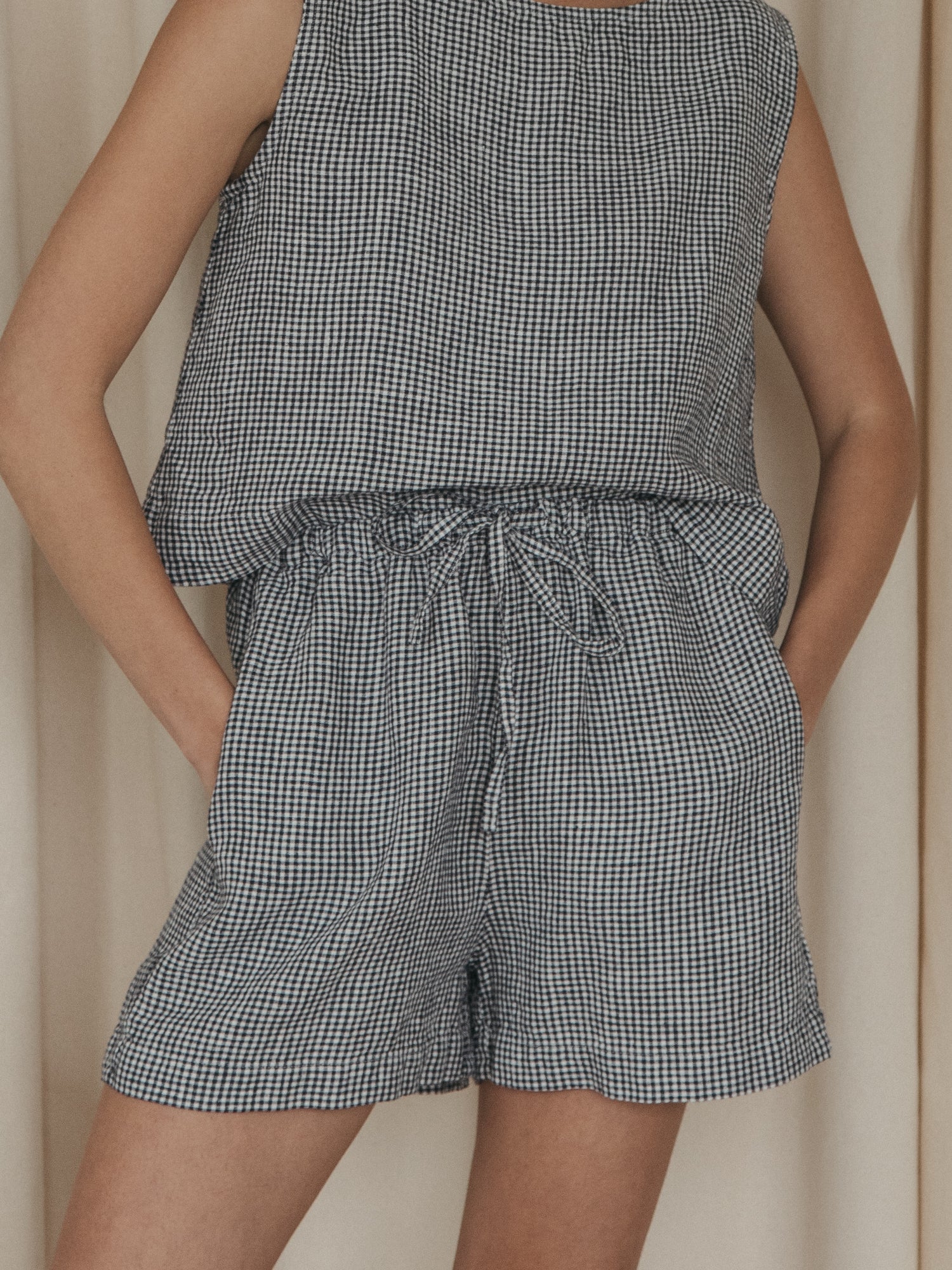 August Short in Marine Gingham