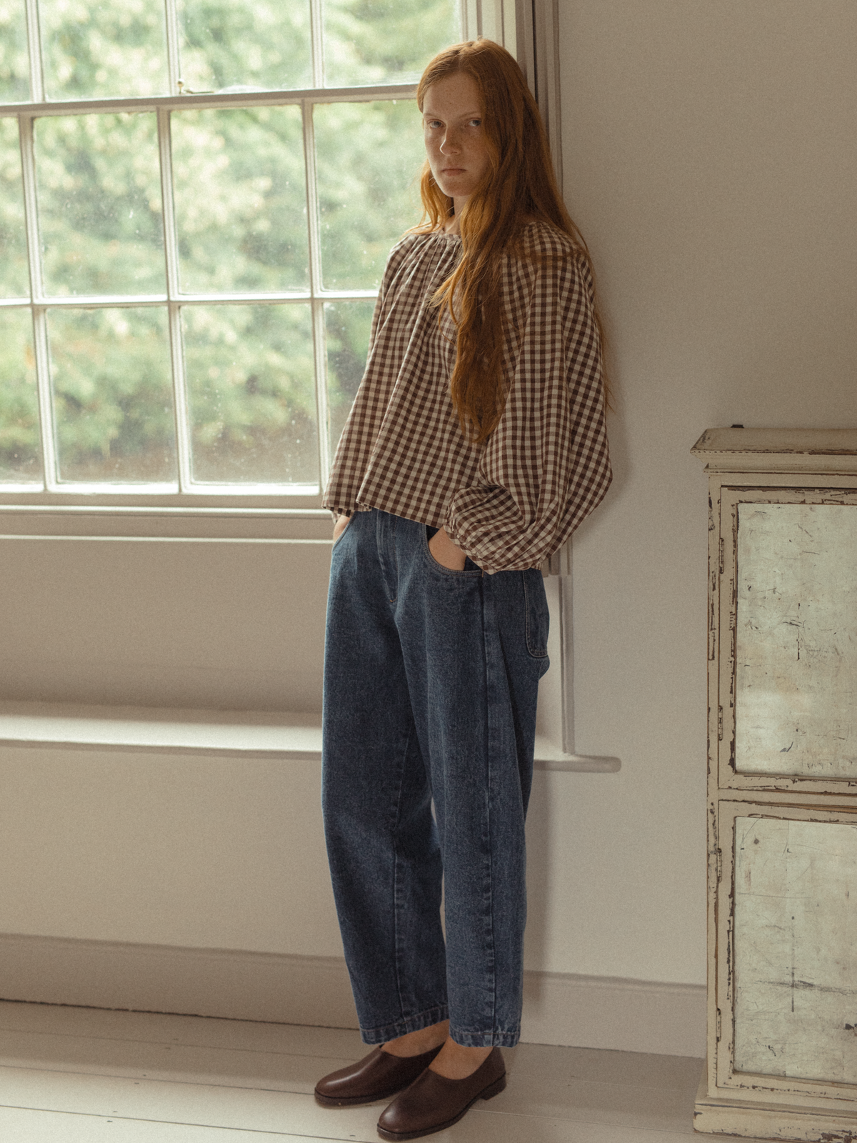 Simone Long Sleeve Brown Gingham