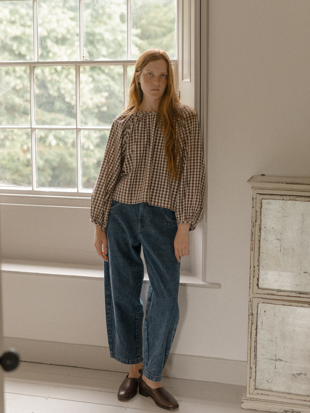 Simone Long Sleeve Brown Gingham