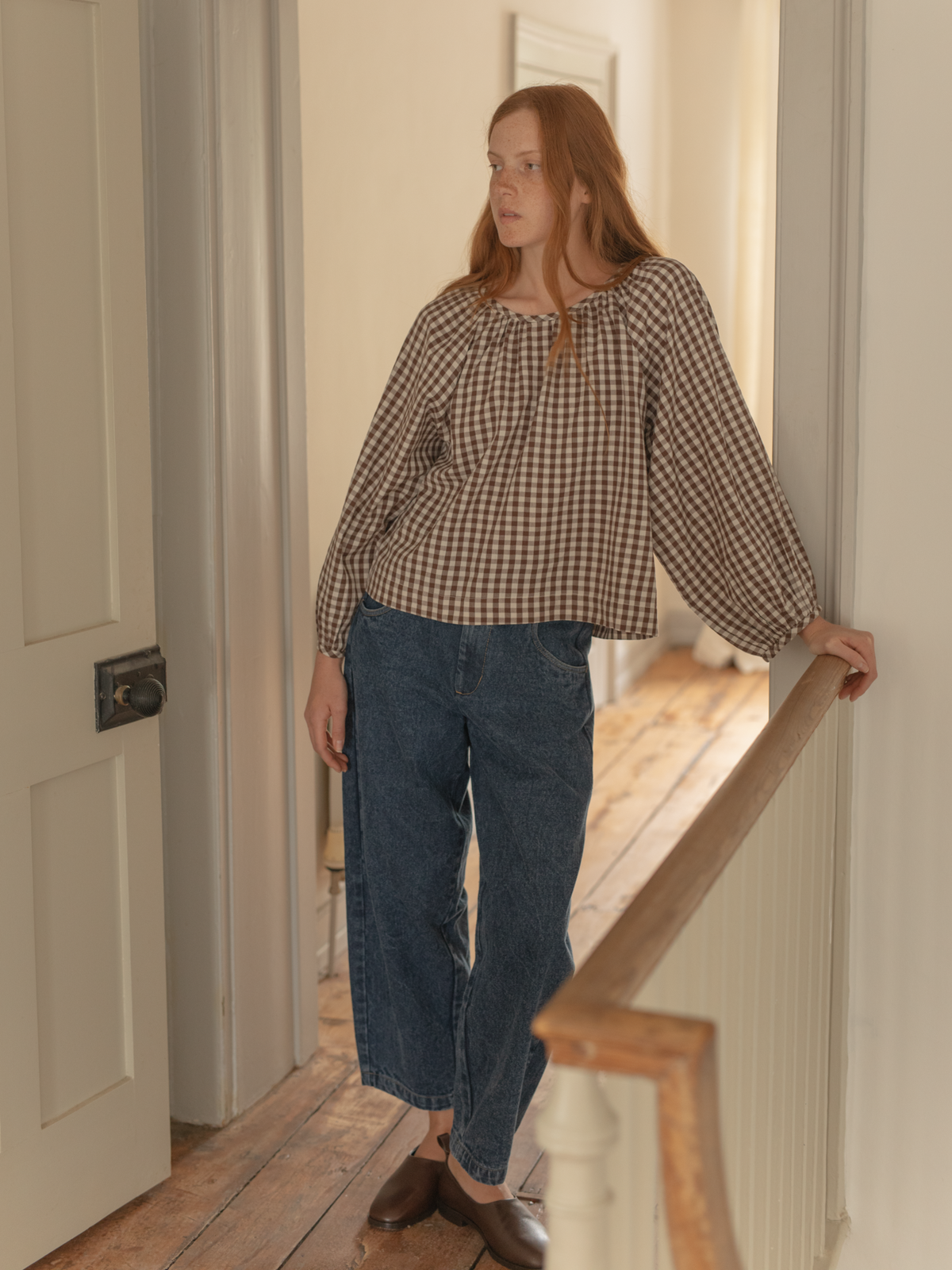 Simone Long Sleeve Brown Gingham