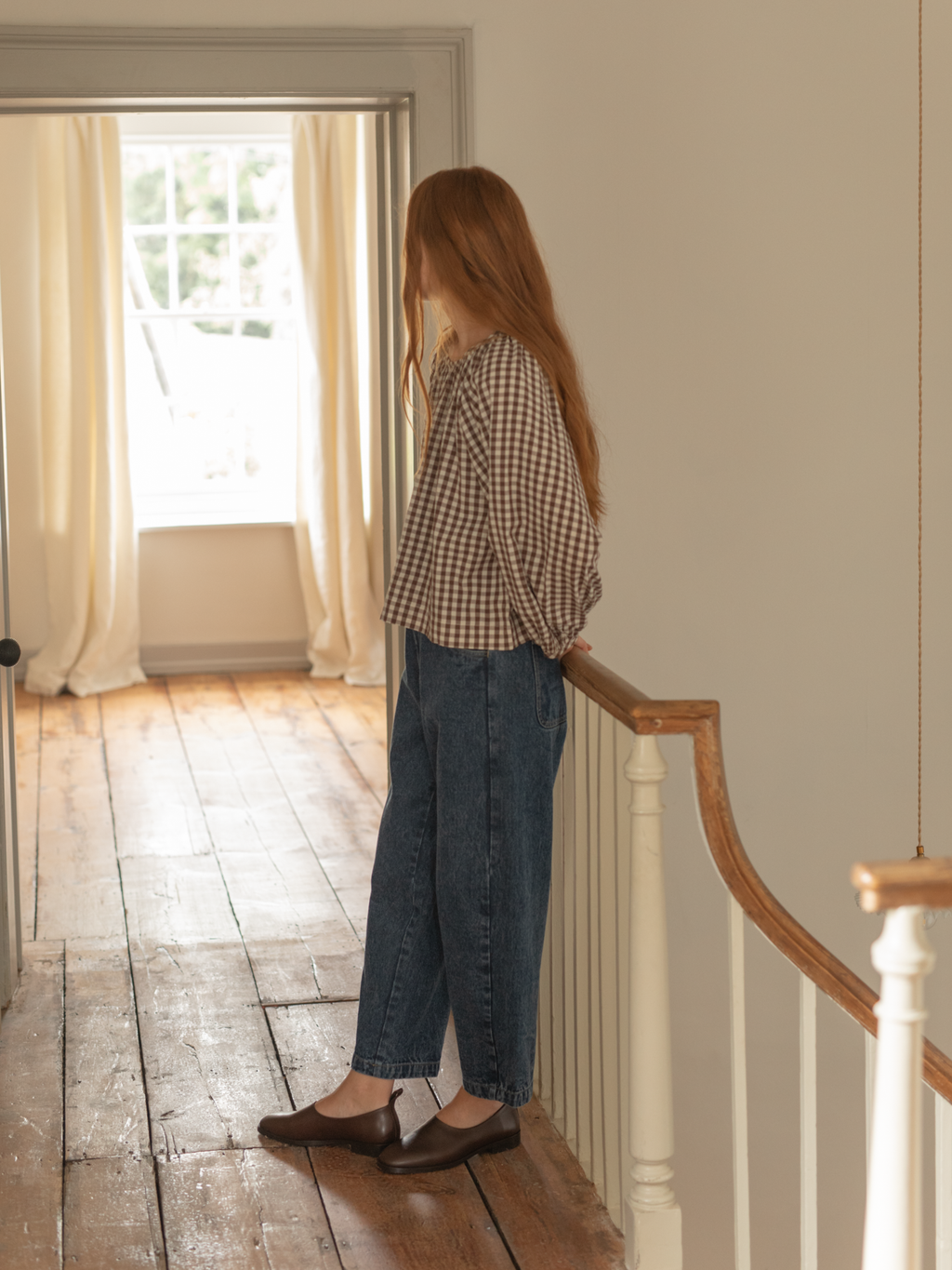 Simone Long Sleeve Brown Gingham