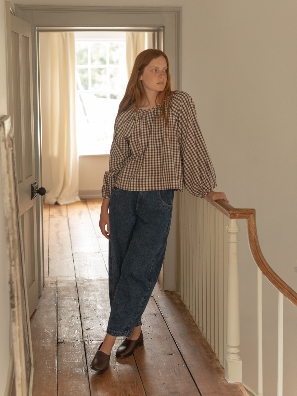Simone Long Sleeve Brown Gingham