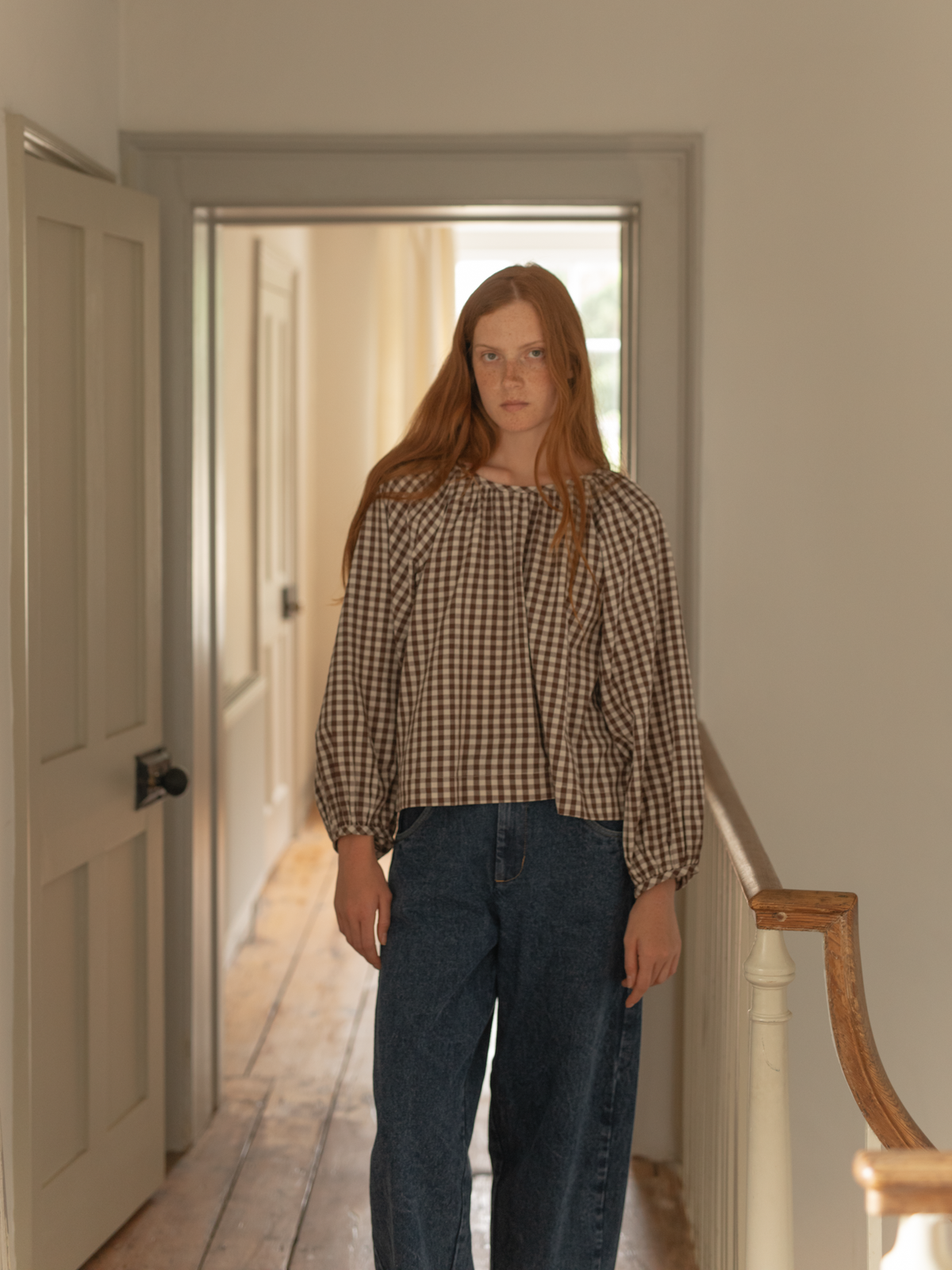 Simone Long Sleeve Brown Gingham