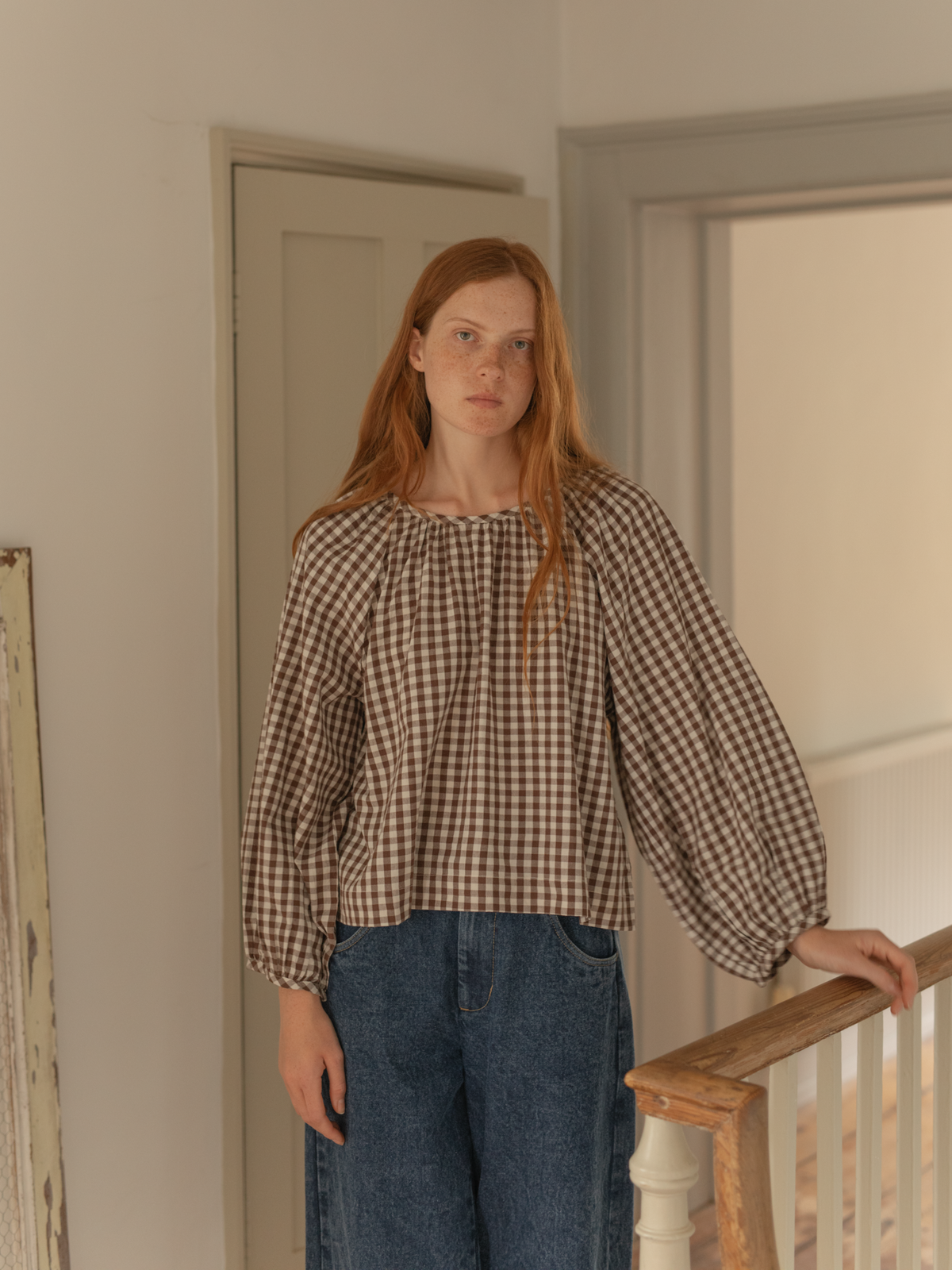Simone Long Sleeve Brown Gingham