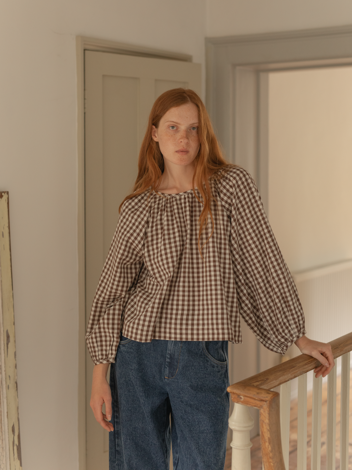 Simone Long Sleeve Brown Gingham