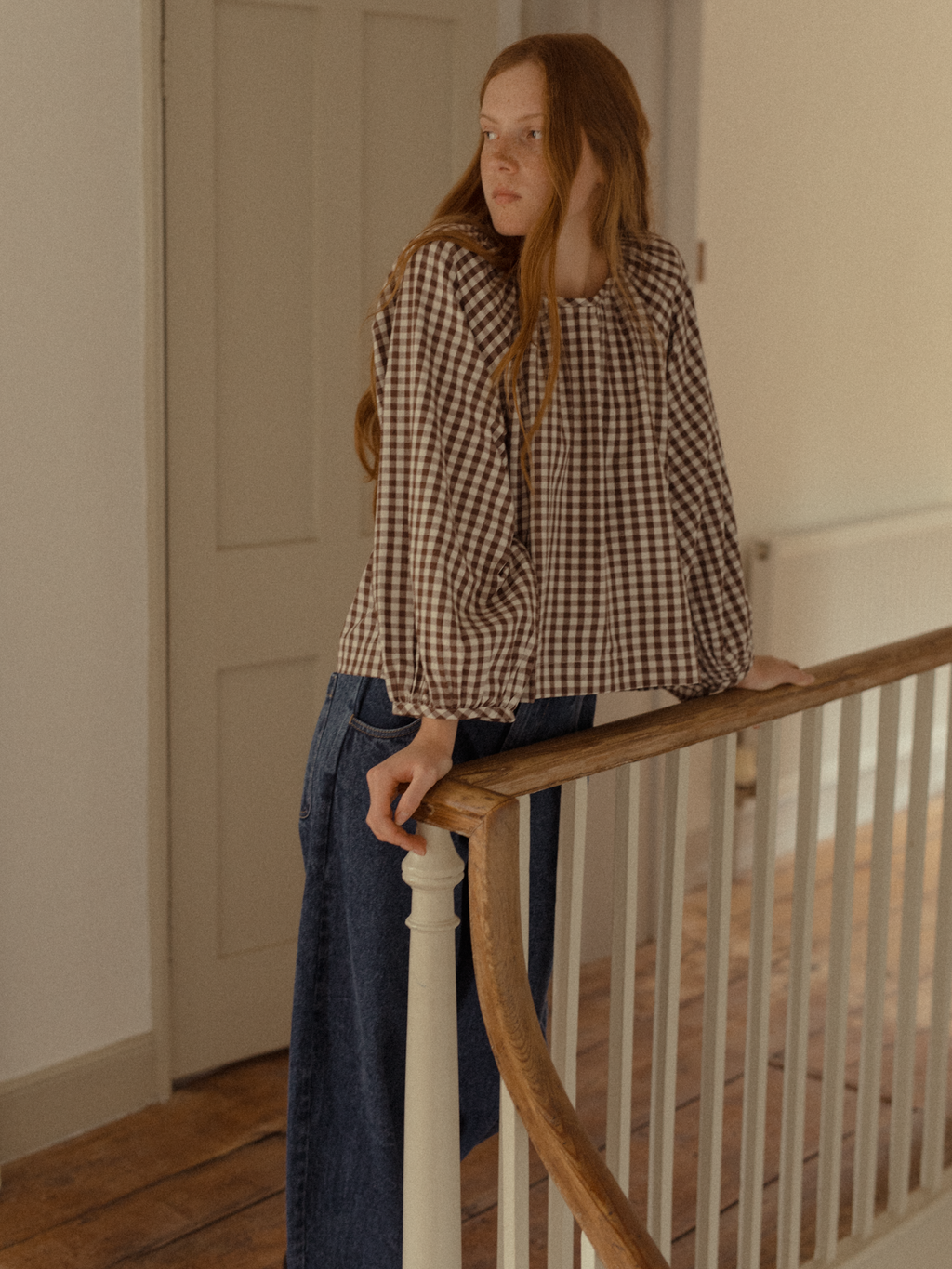 Simone Long Sleeve Brown Gingham