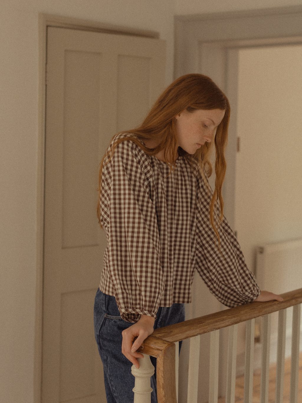 Simone Long Sleeve Brown Gingham