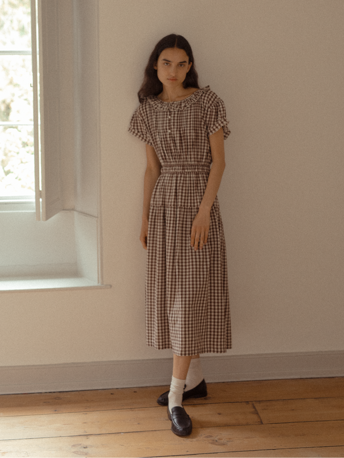 Layla Dress Brown Gingham