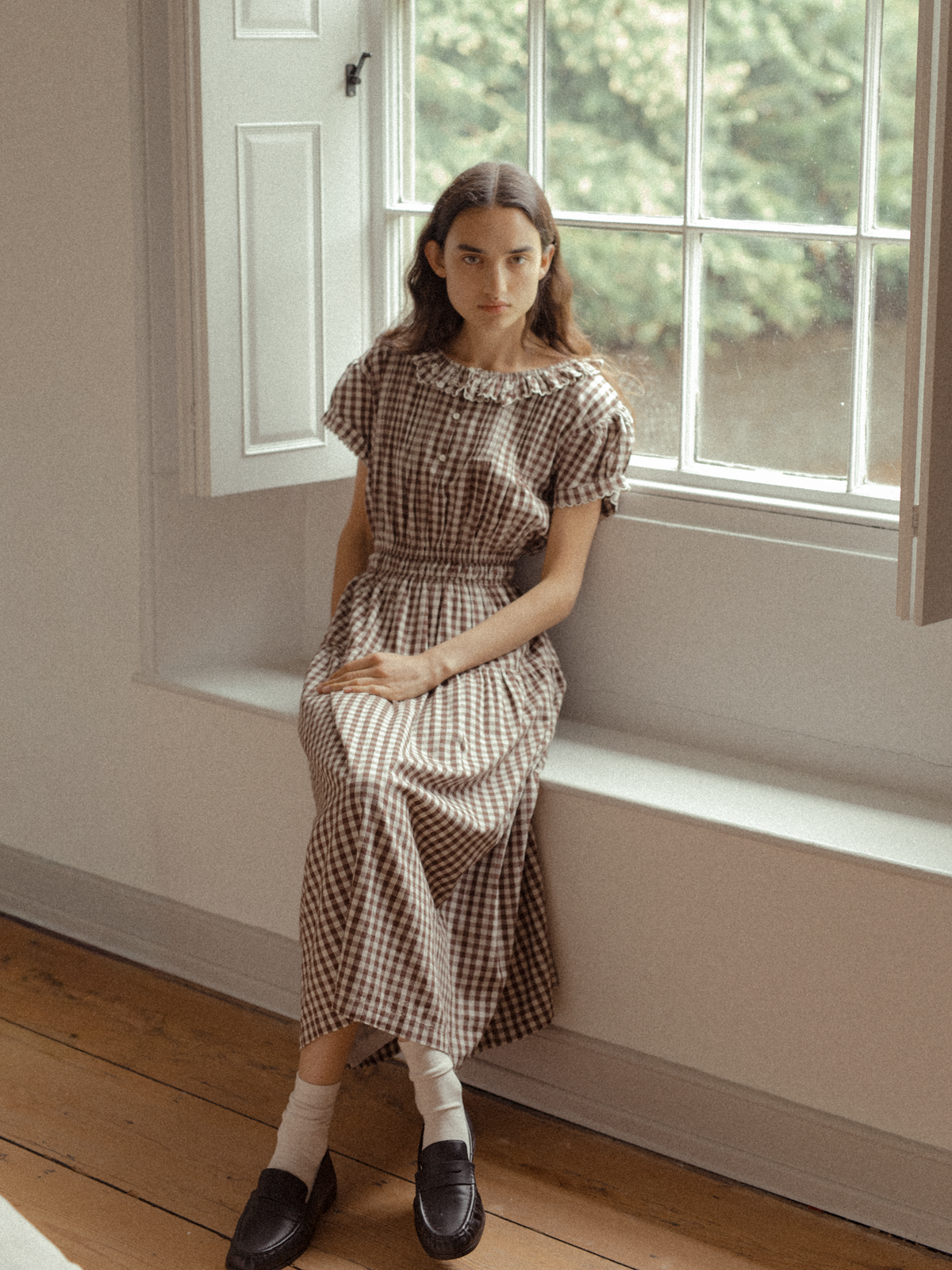 Layla Dress Brown Gingham