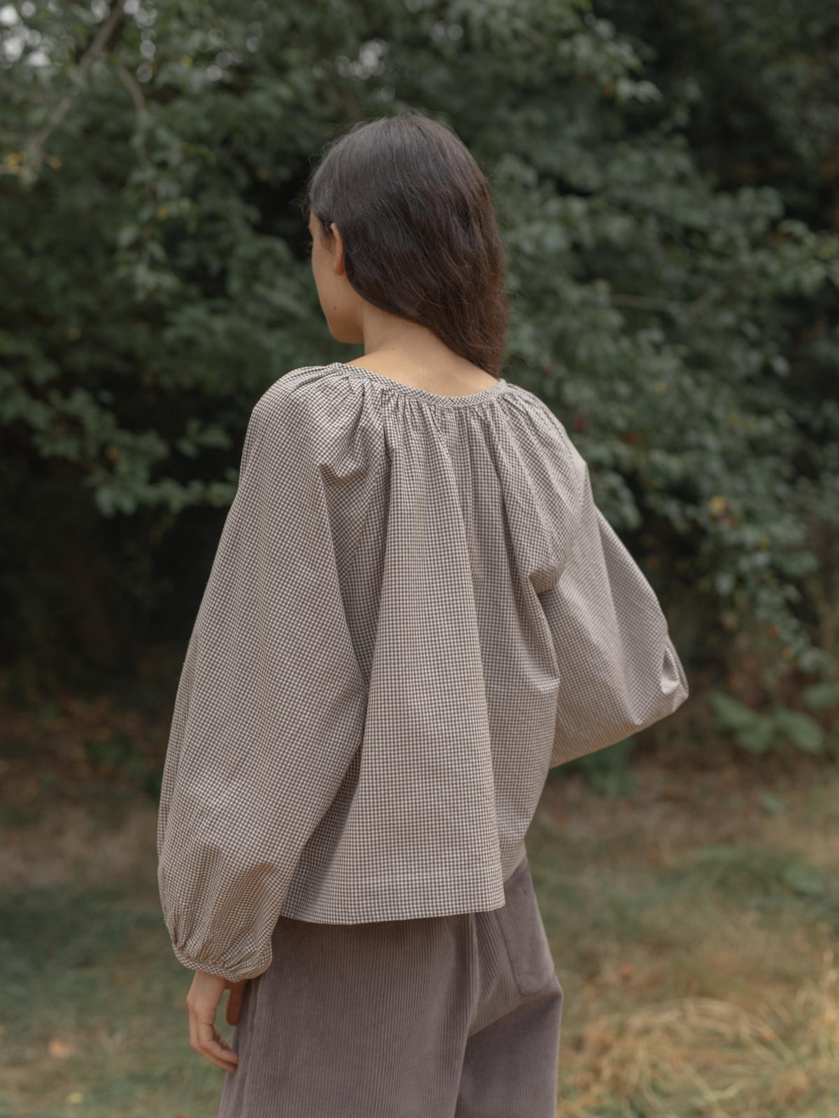 Simone Long Sleeve Beige Gingham