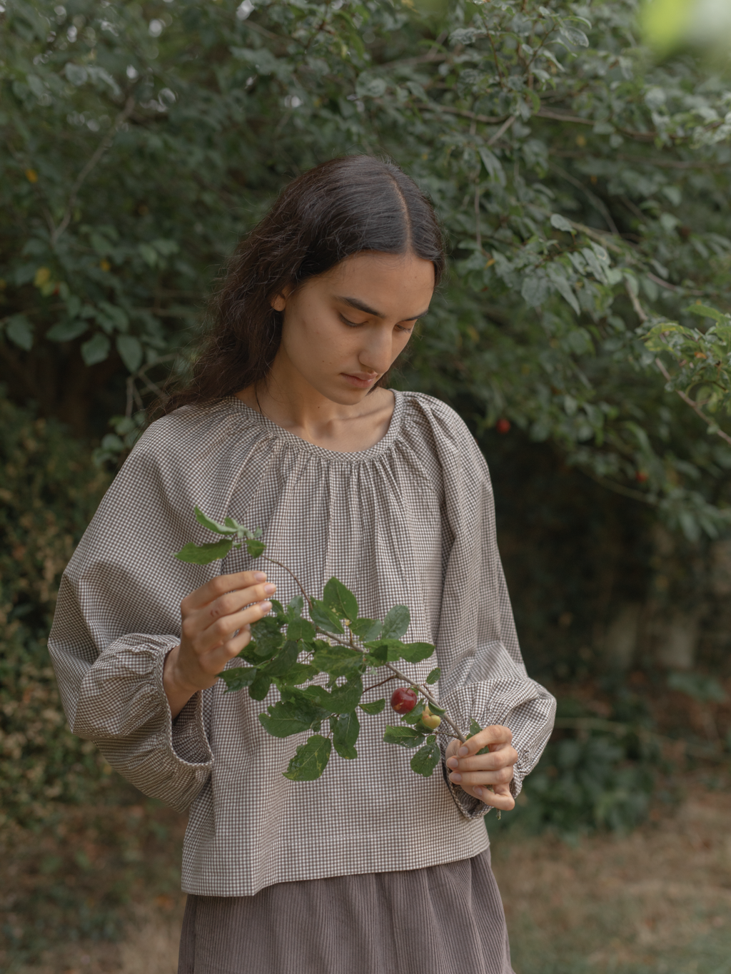 Simone Long Sleeve Beige Gingham