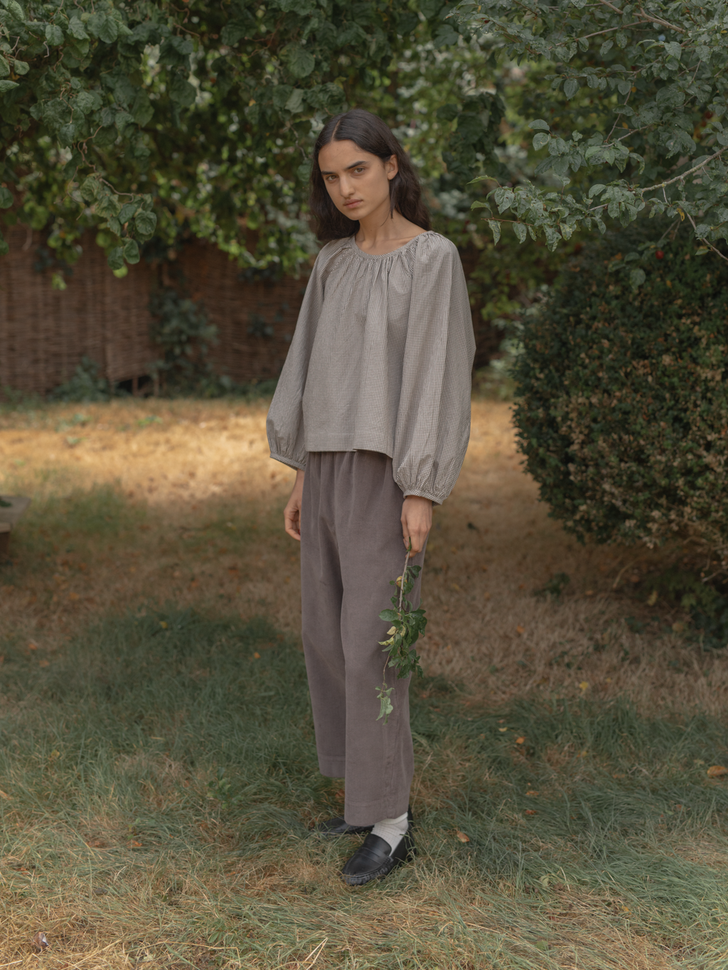 Simone Long Sleeve Beige Gingham