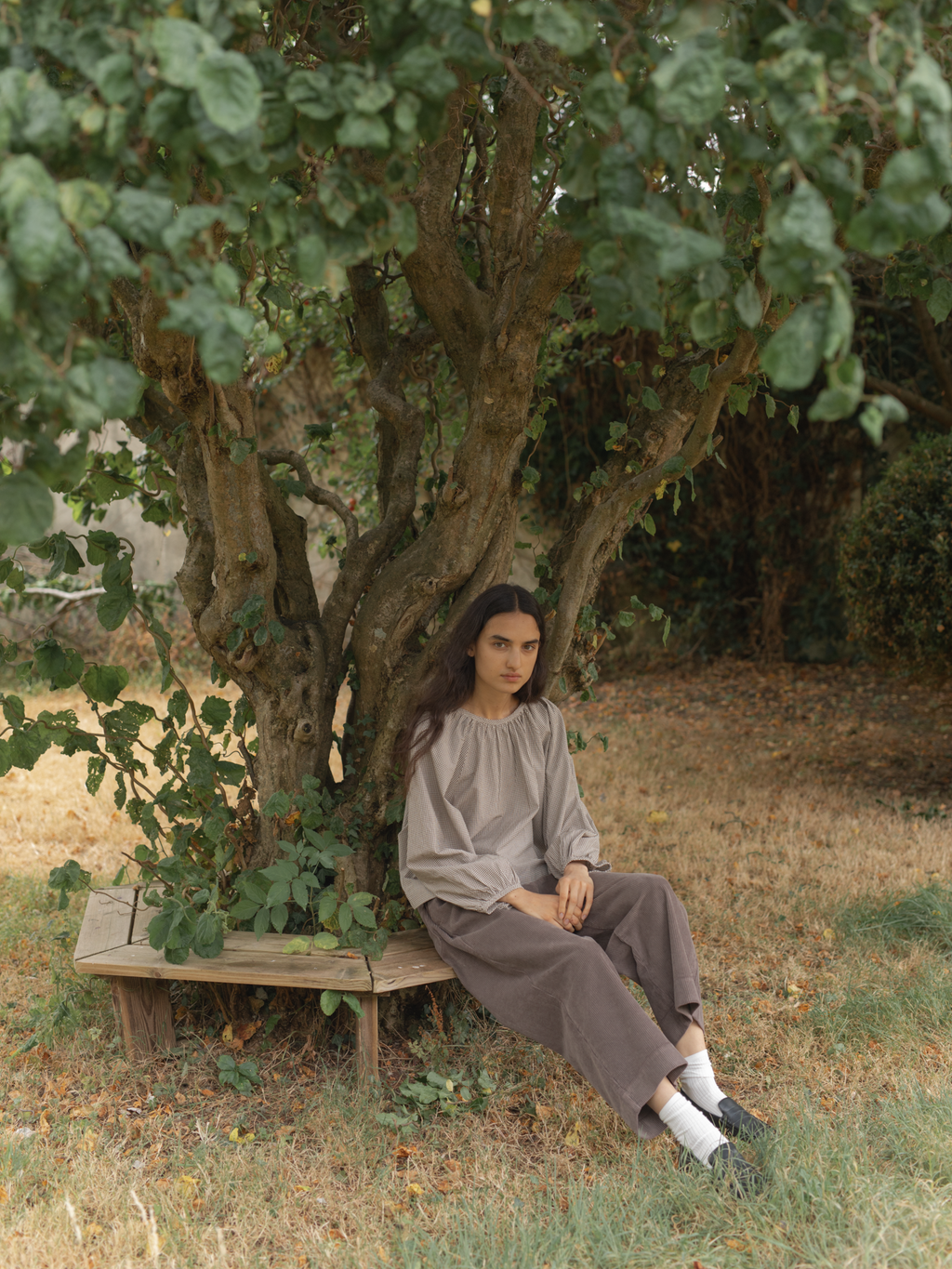 Simone Long Sleeve Beige Gingham