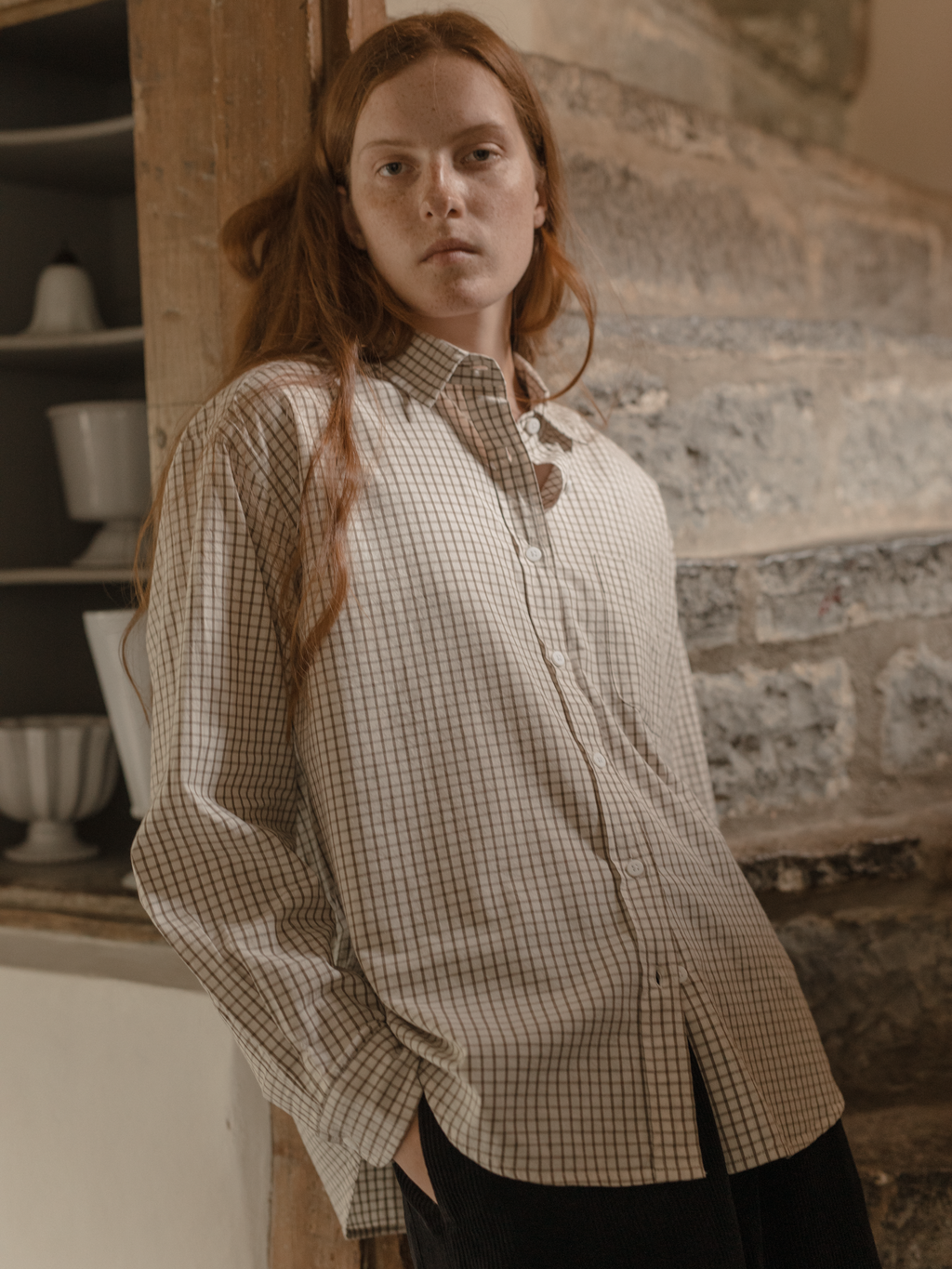 Britta Shirt Beige Check
