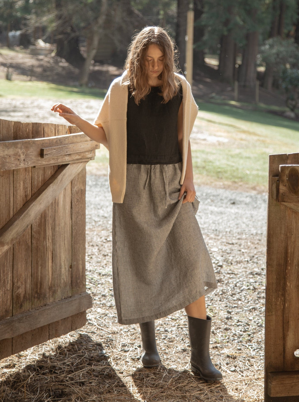 Adrie Skirt in Gingham Noir