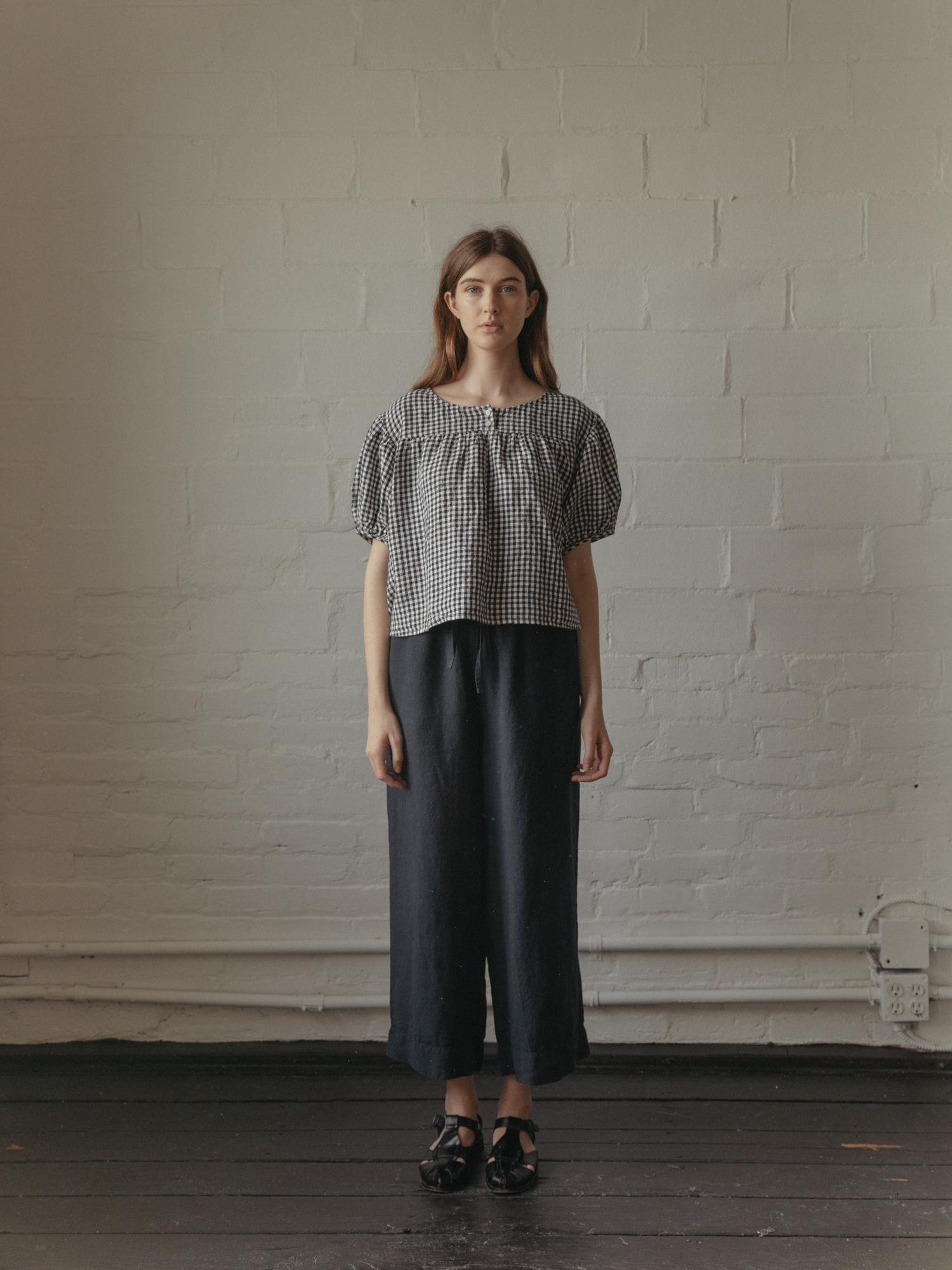 Cosette Top Marine Gingham