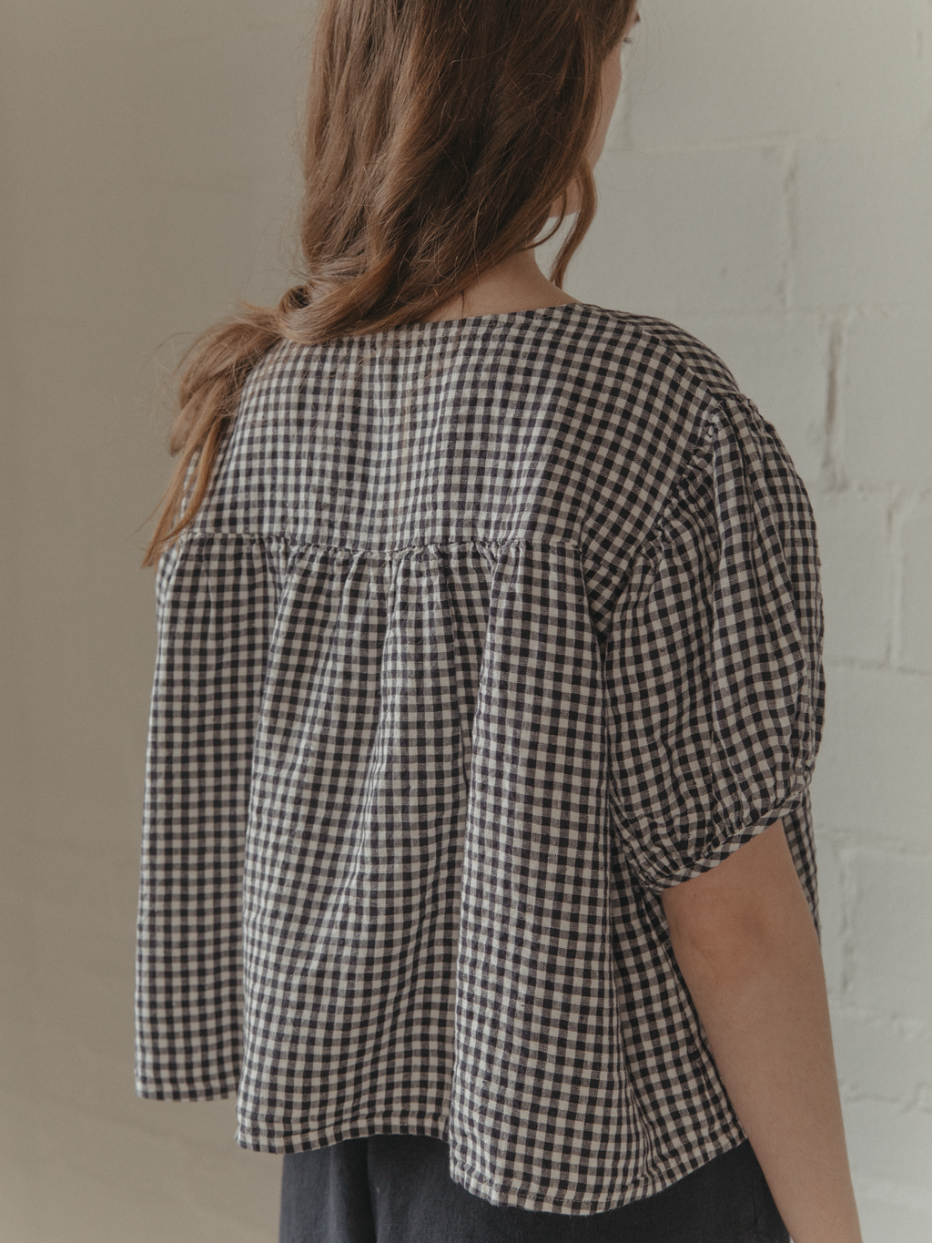 Cosette Top Marine Gingham