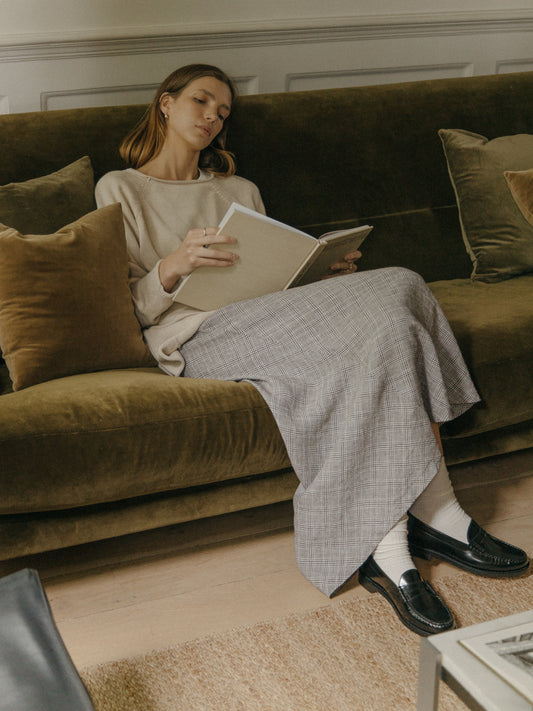 Meg Skirt in Charcoal Plaid